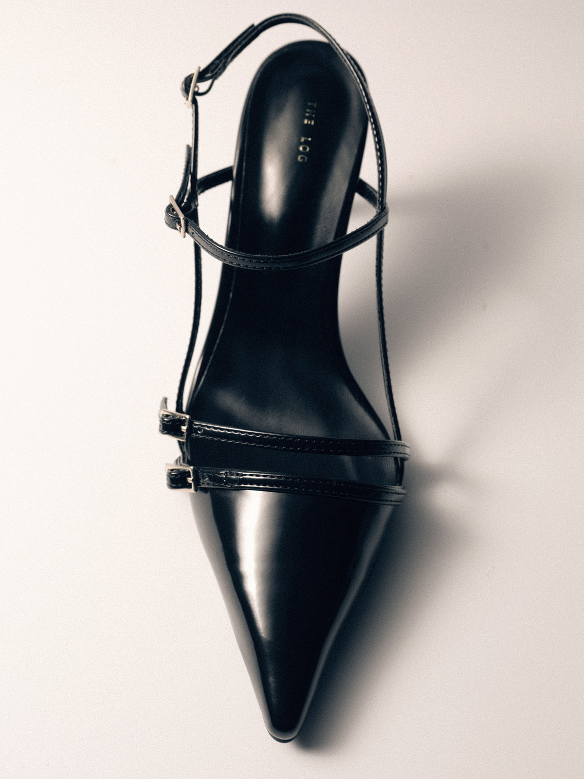 Patent Slingback Stiletto Heels, Black