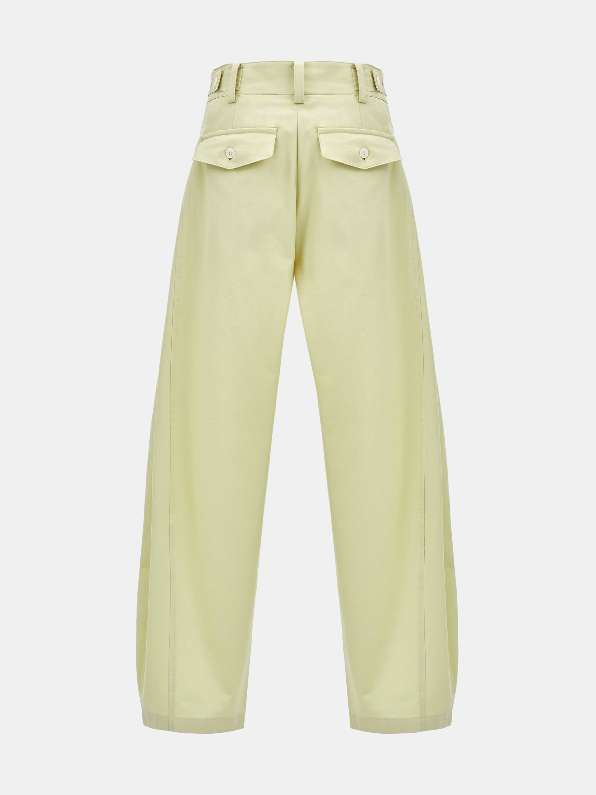 Hem Button Wide Trousers, Yellow
