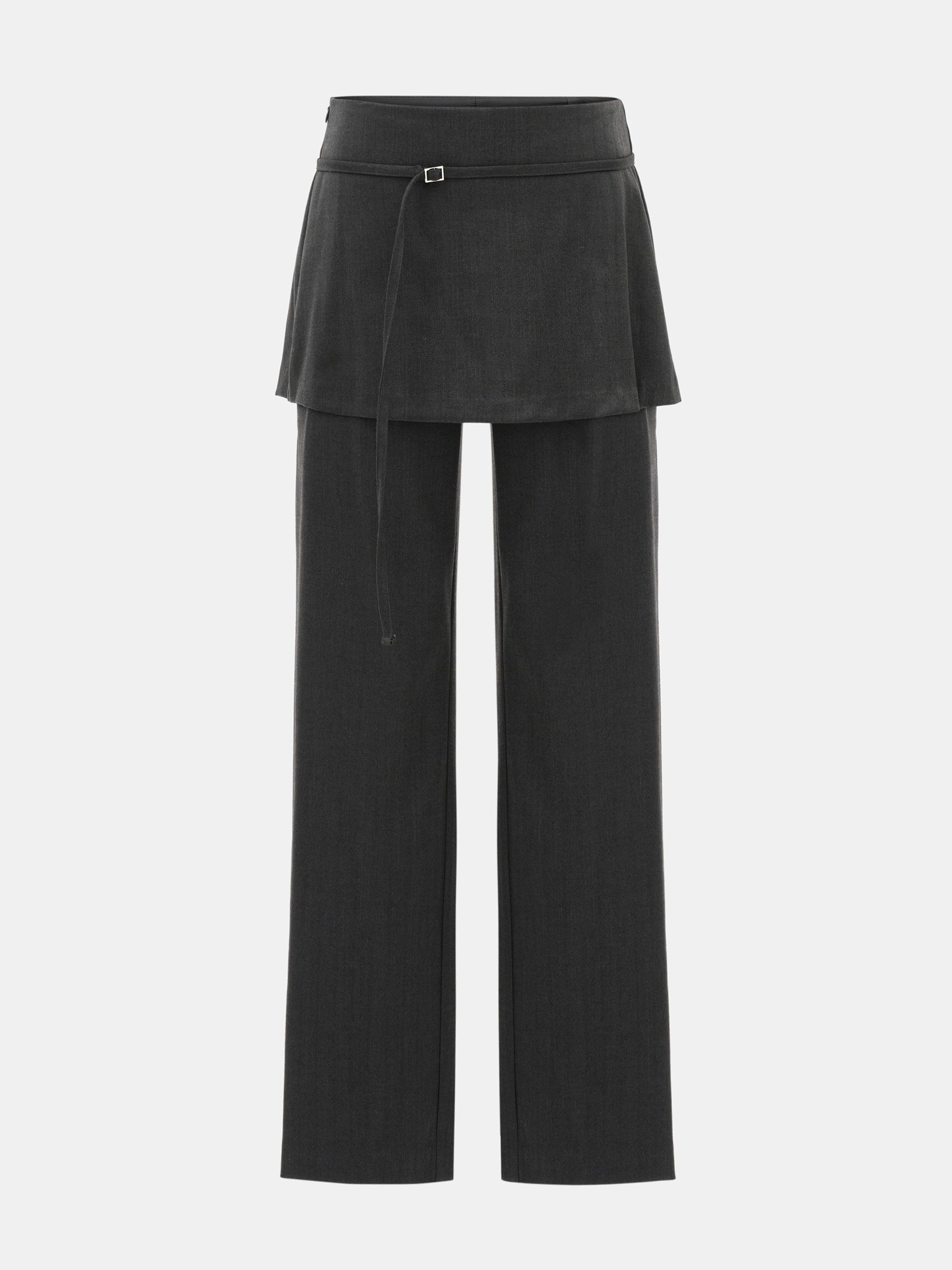 Wrap Panel Tailored Trousers, Charcoal