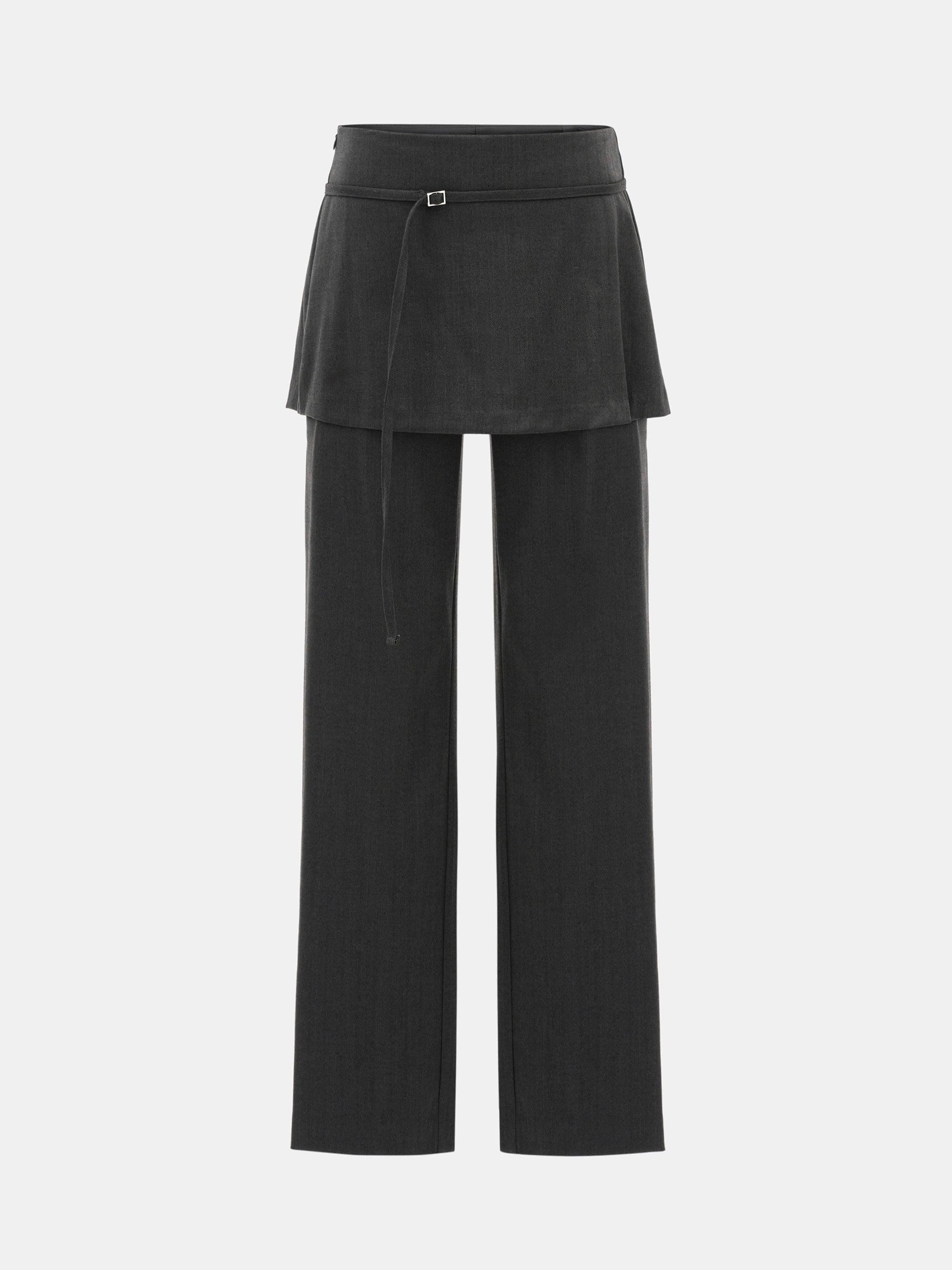 Wrap Panel Tailored Trousers, Charcoal