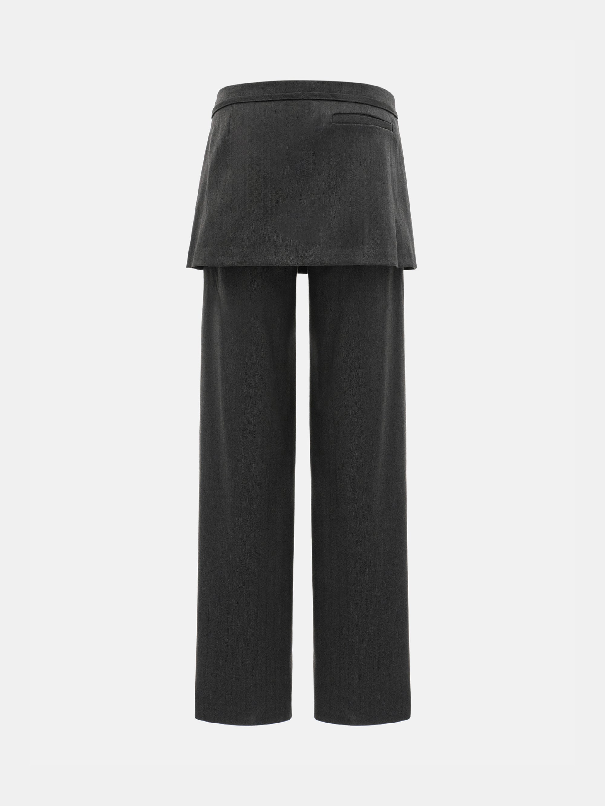 Wrap Panel Tailored Trousers, Charcoal