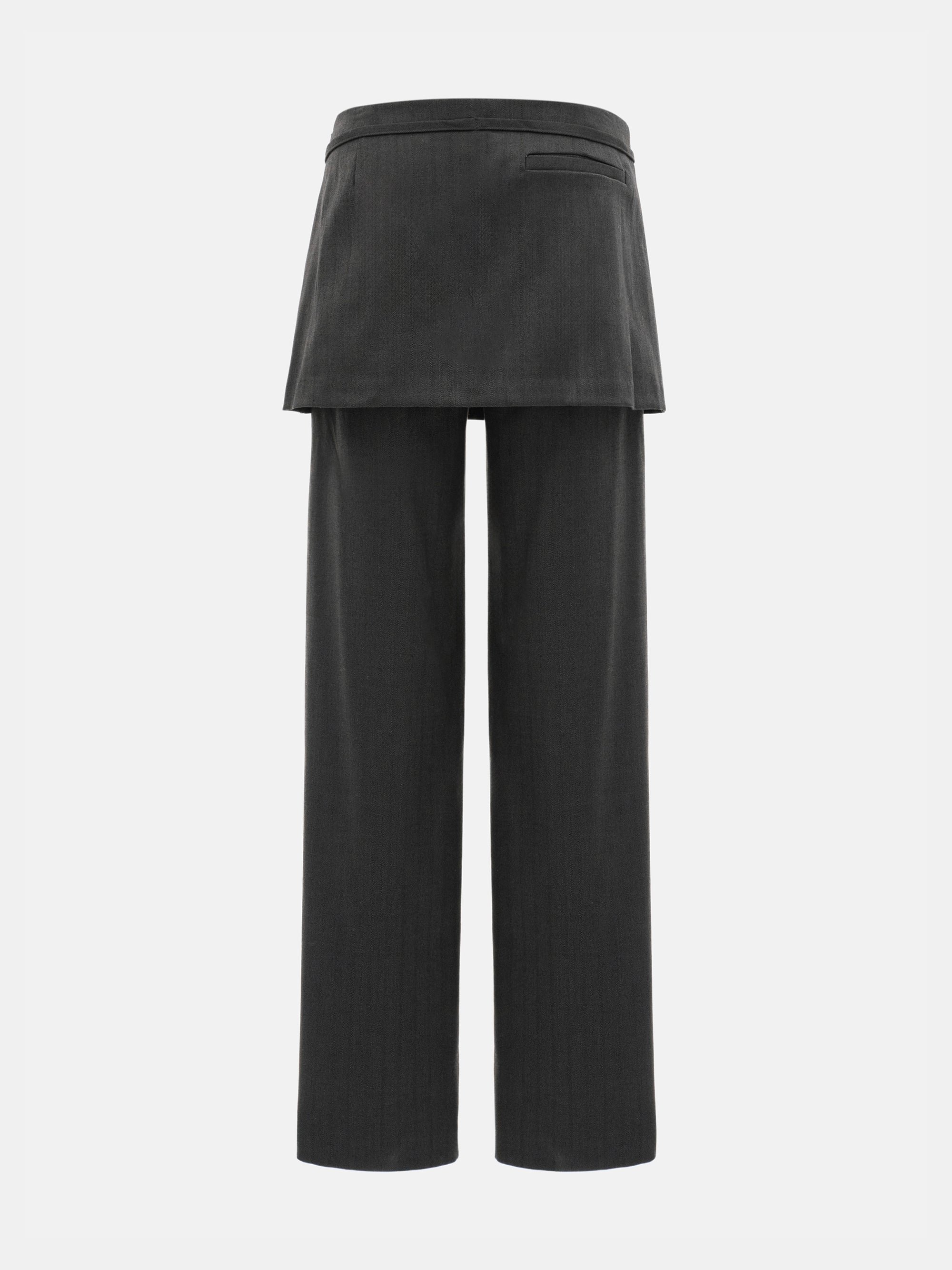 Wrap Panel Tailored Trousers, Charcoal