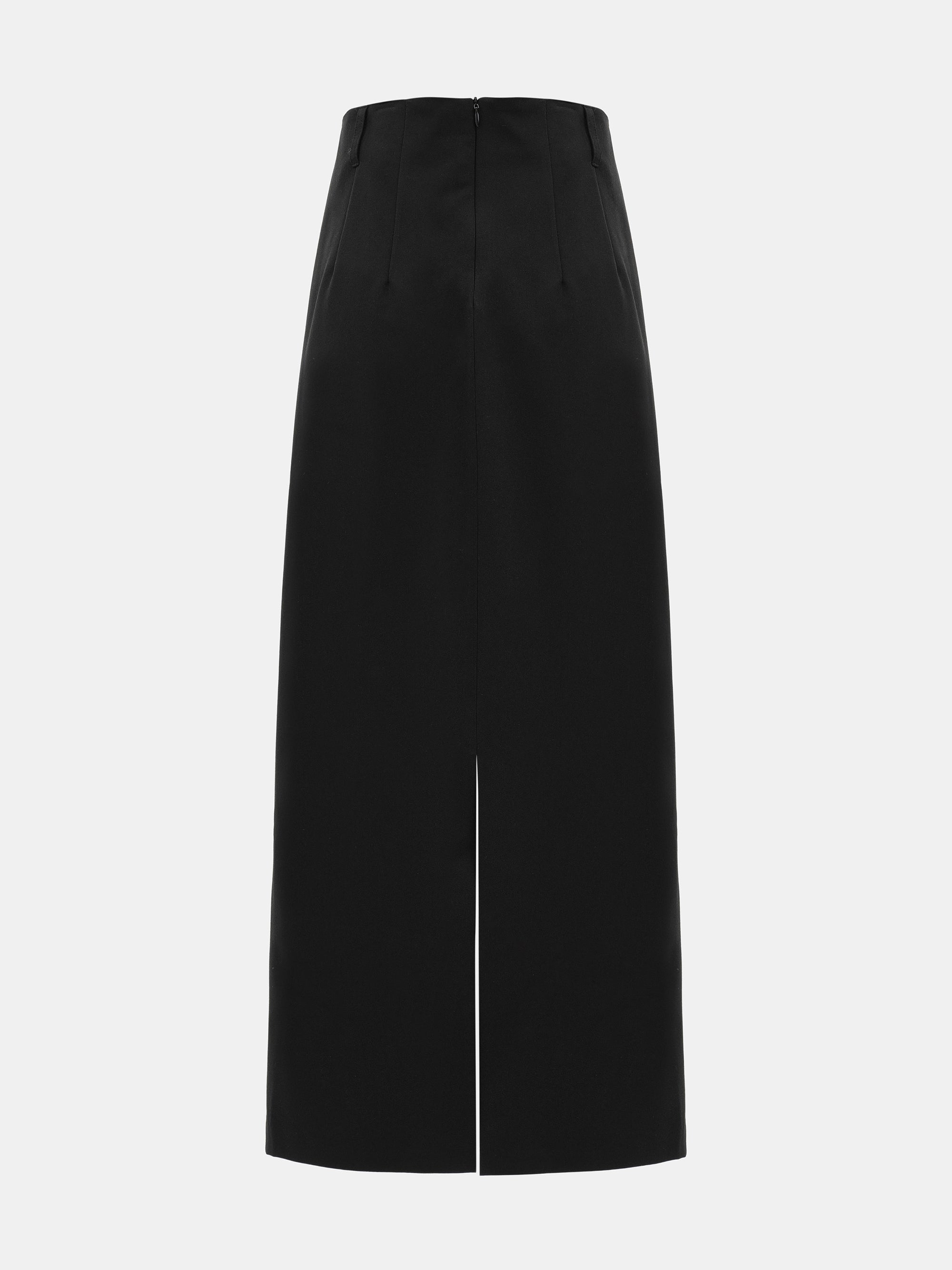 Layered Wrap Slit Skirt, Black