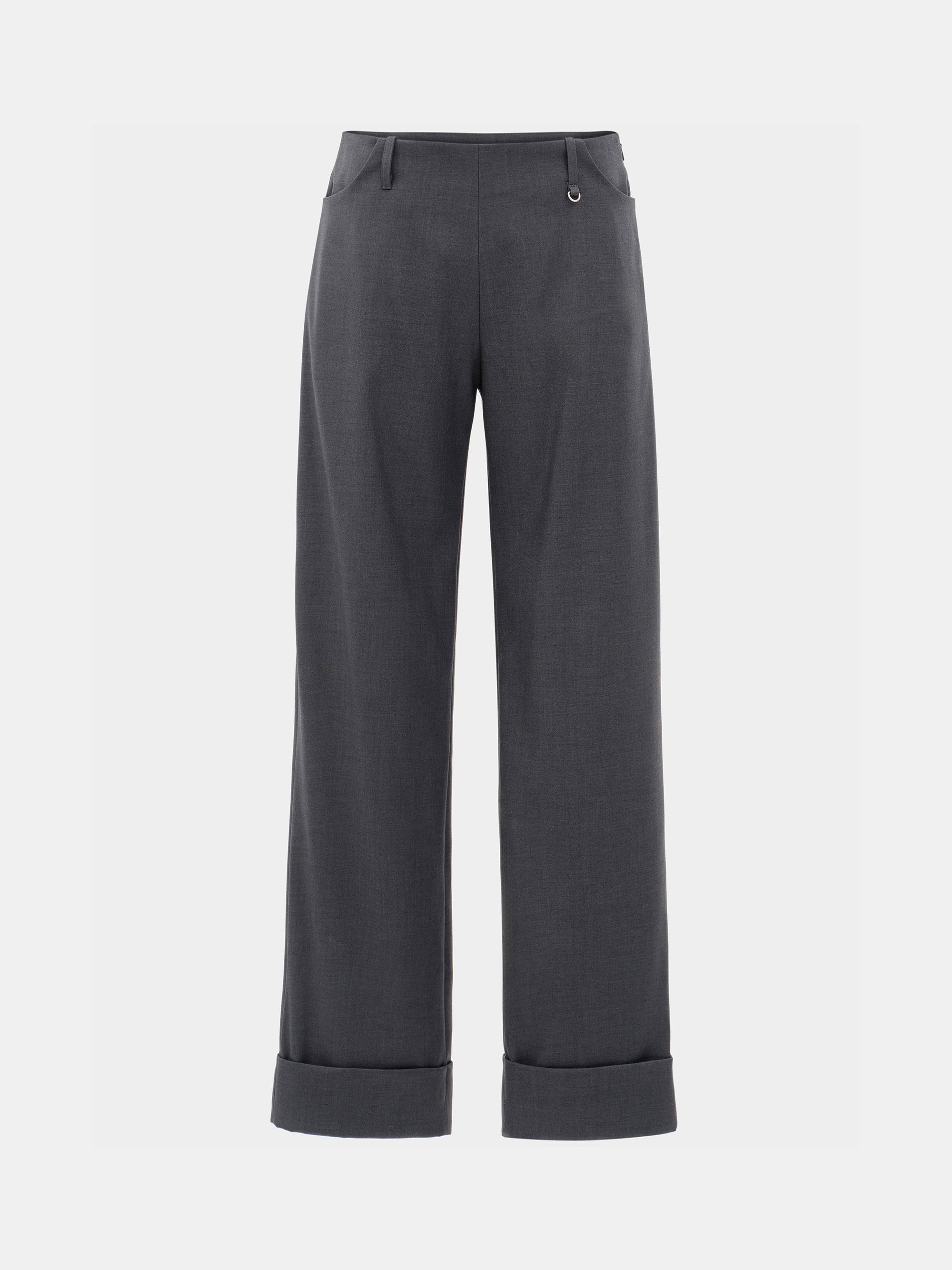 Cuffed Tailored Trousers, Charcoal