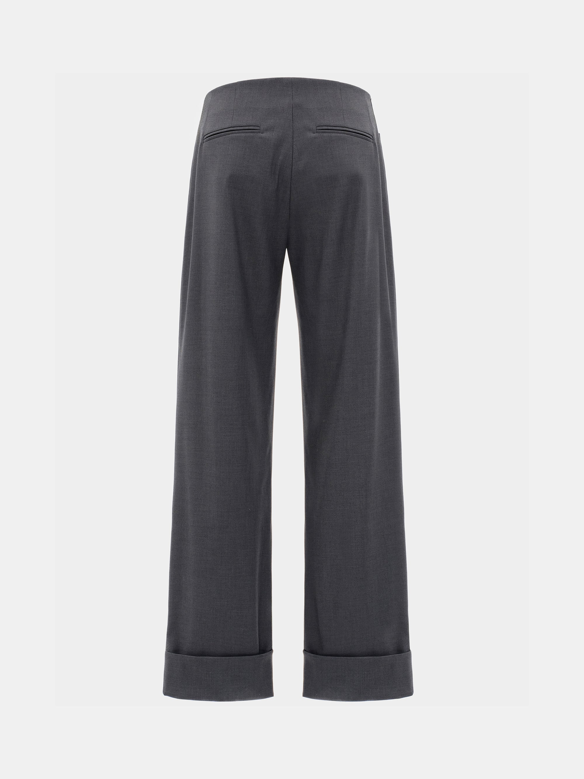 Cuffed Tailored Trousers, Charcoal