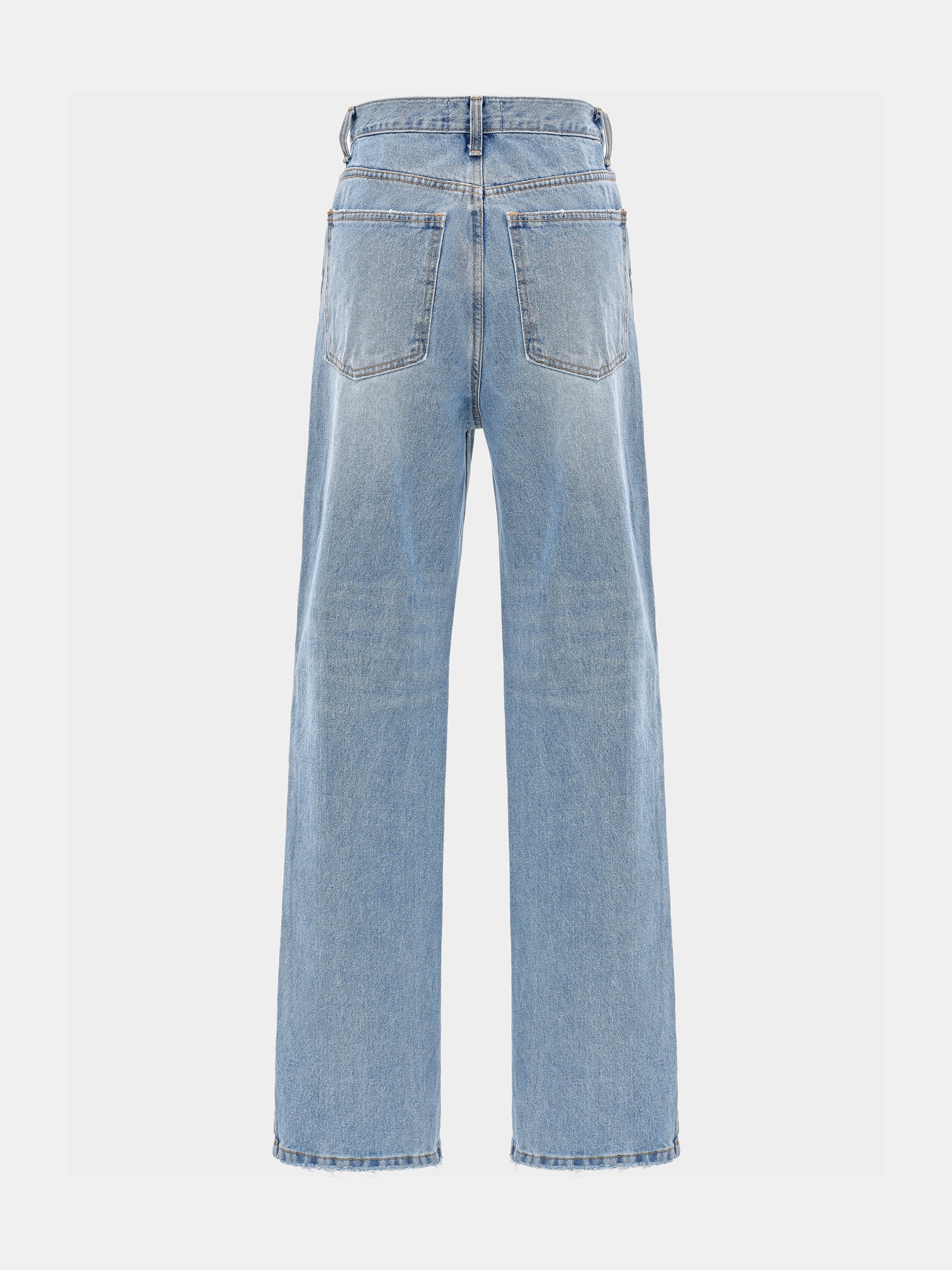Straight-Leg Side Slit Jeans, Light Blue