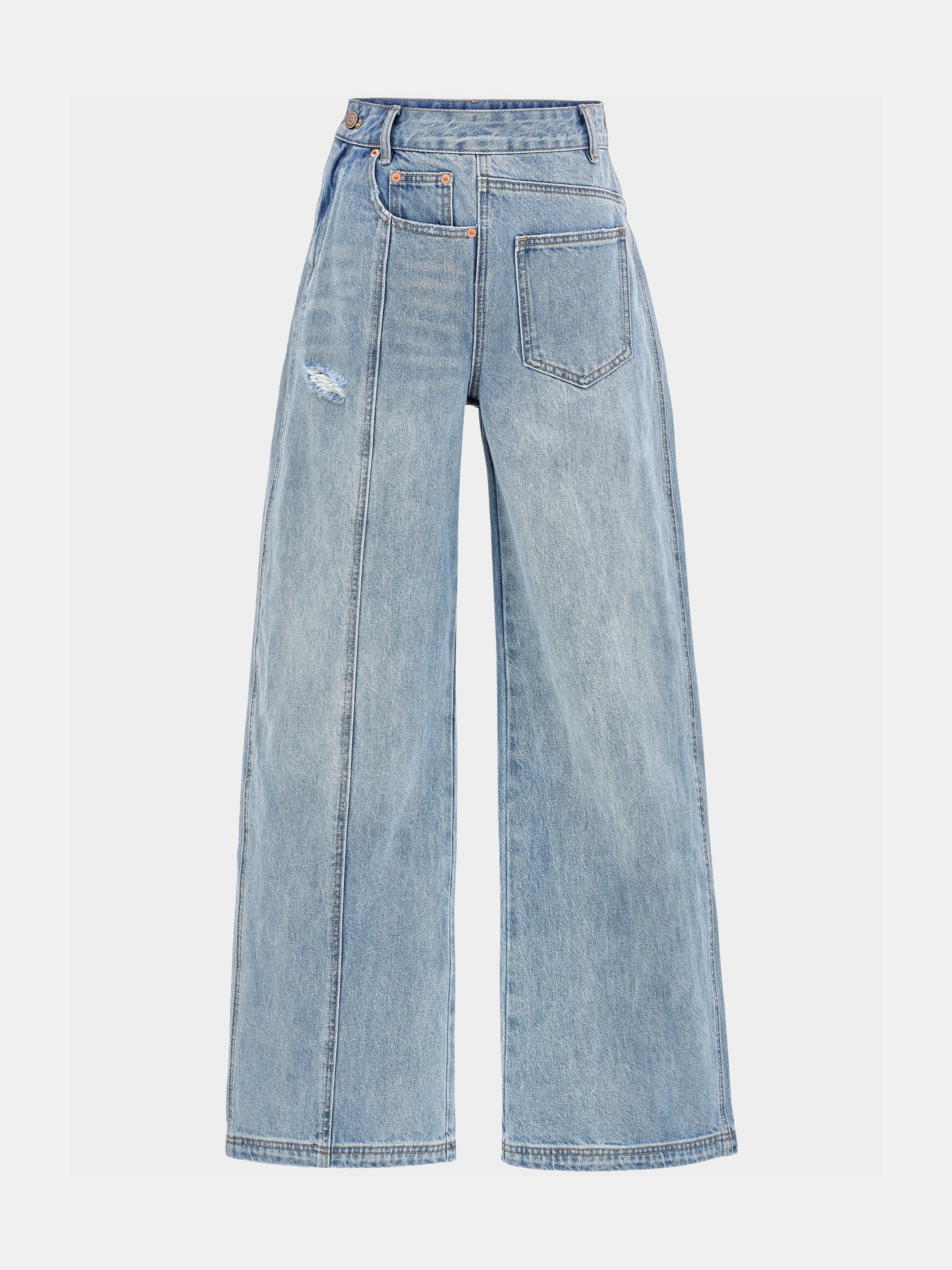 Off-Centre Seam Jeans, Light Blue
