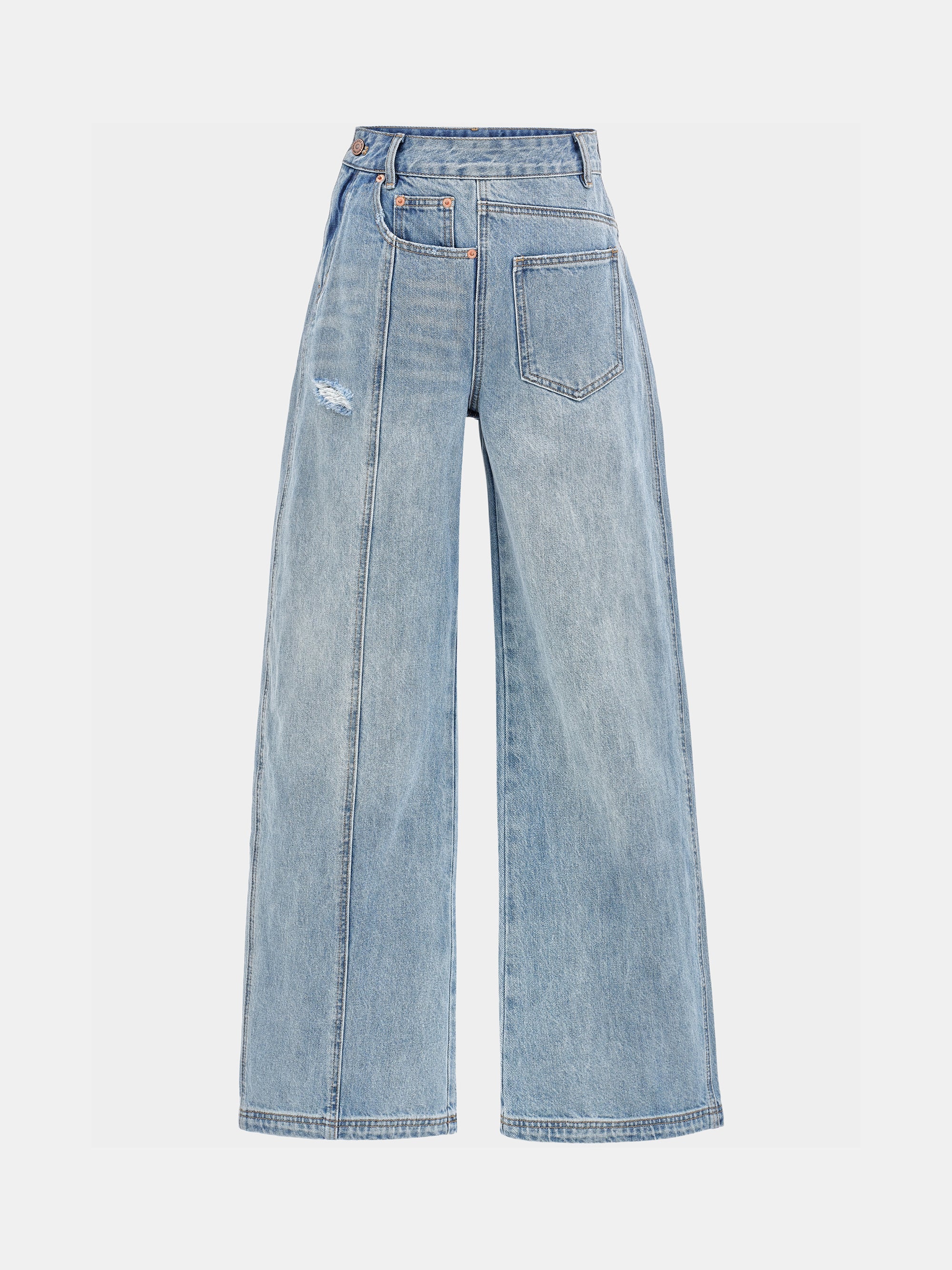 Off-Centre Seam Jeans, Light Blue