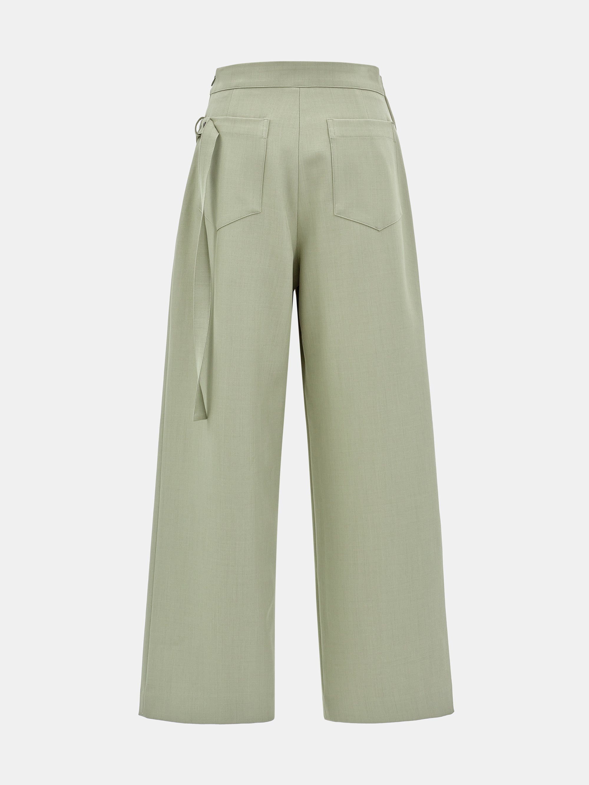 Wrap Buttoned Trousers, Khaki