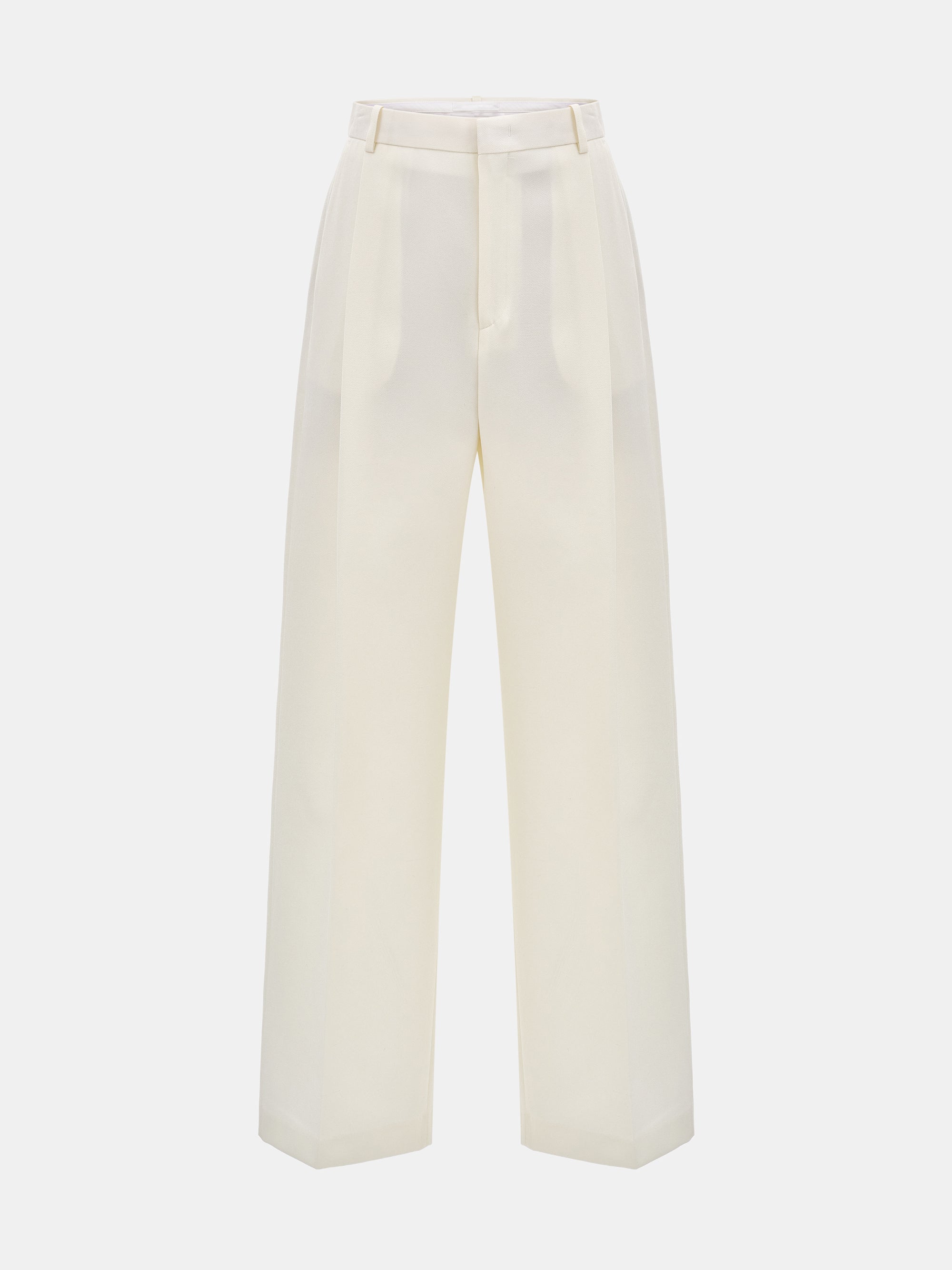Tailored Single-Pleat Trousers, Ivory