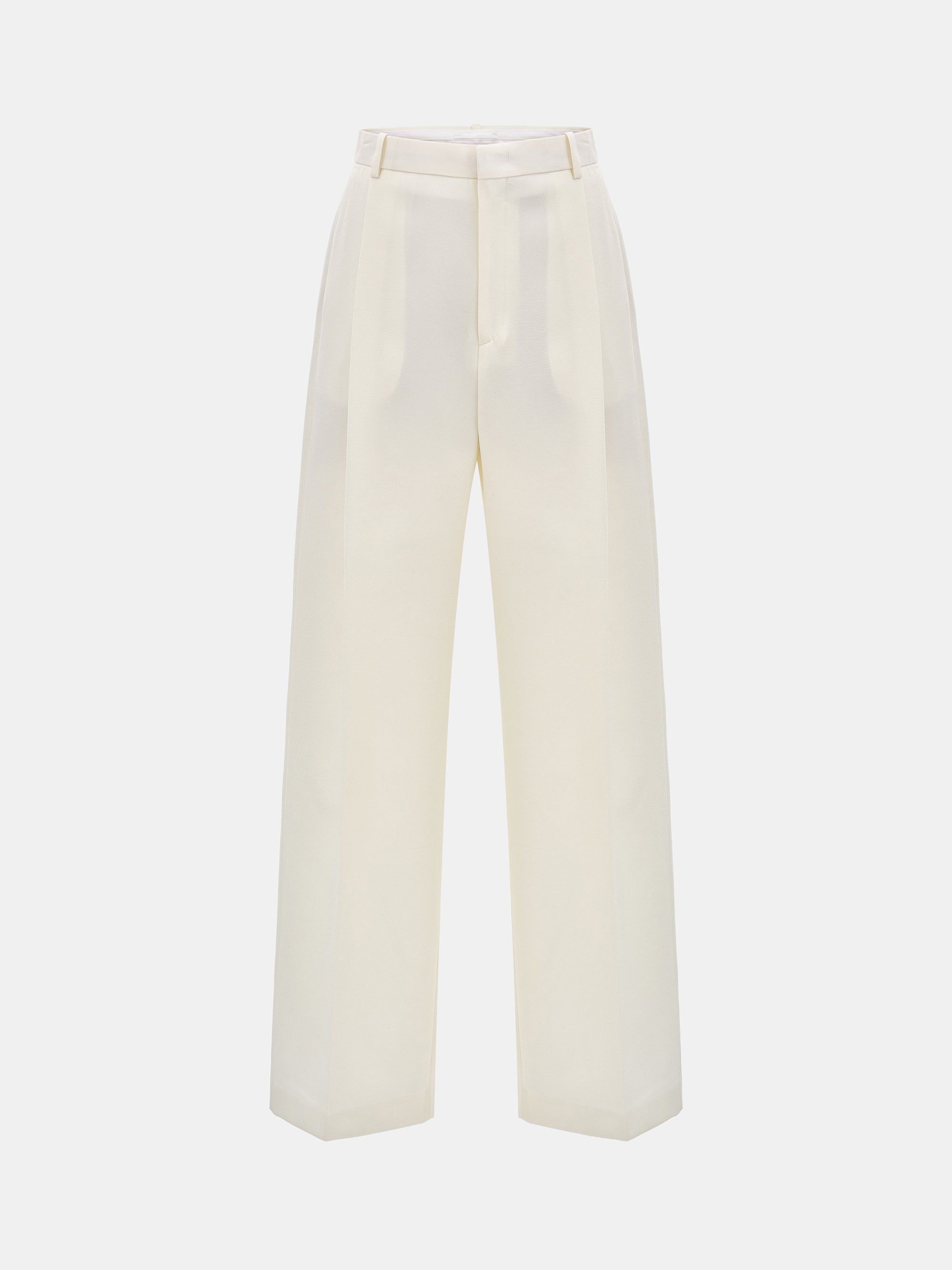 Tailored Single-Pleat Trousers, Ivory