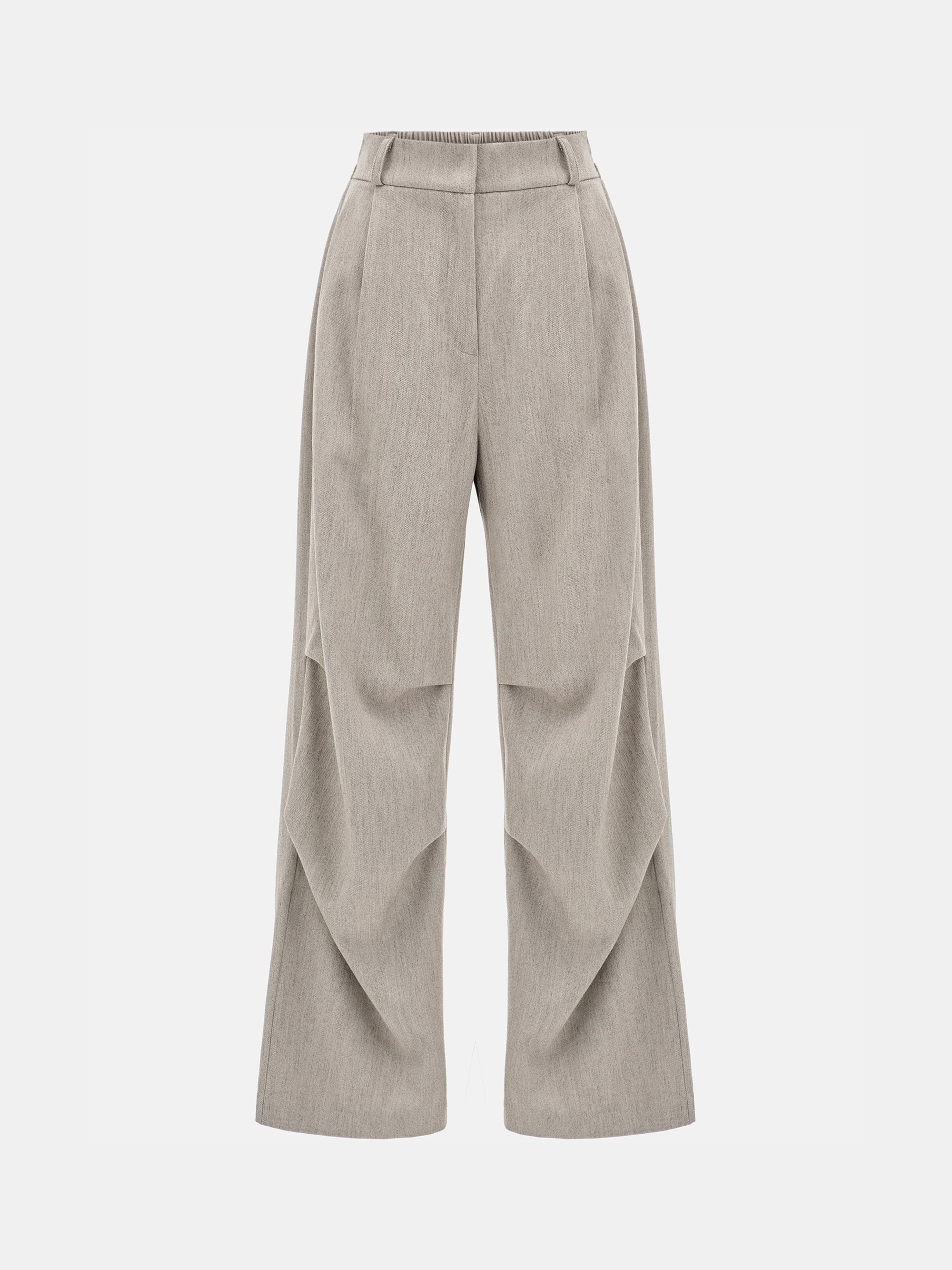 Loter Side-Ruched Trousers, Beige