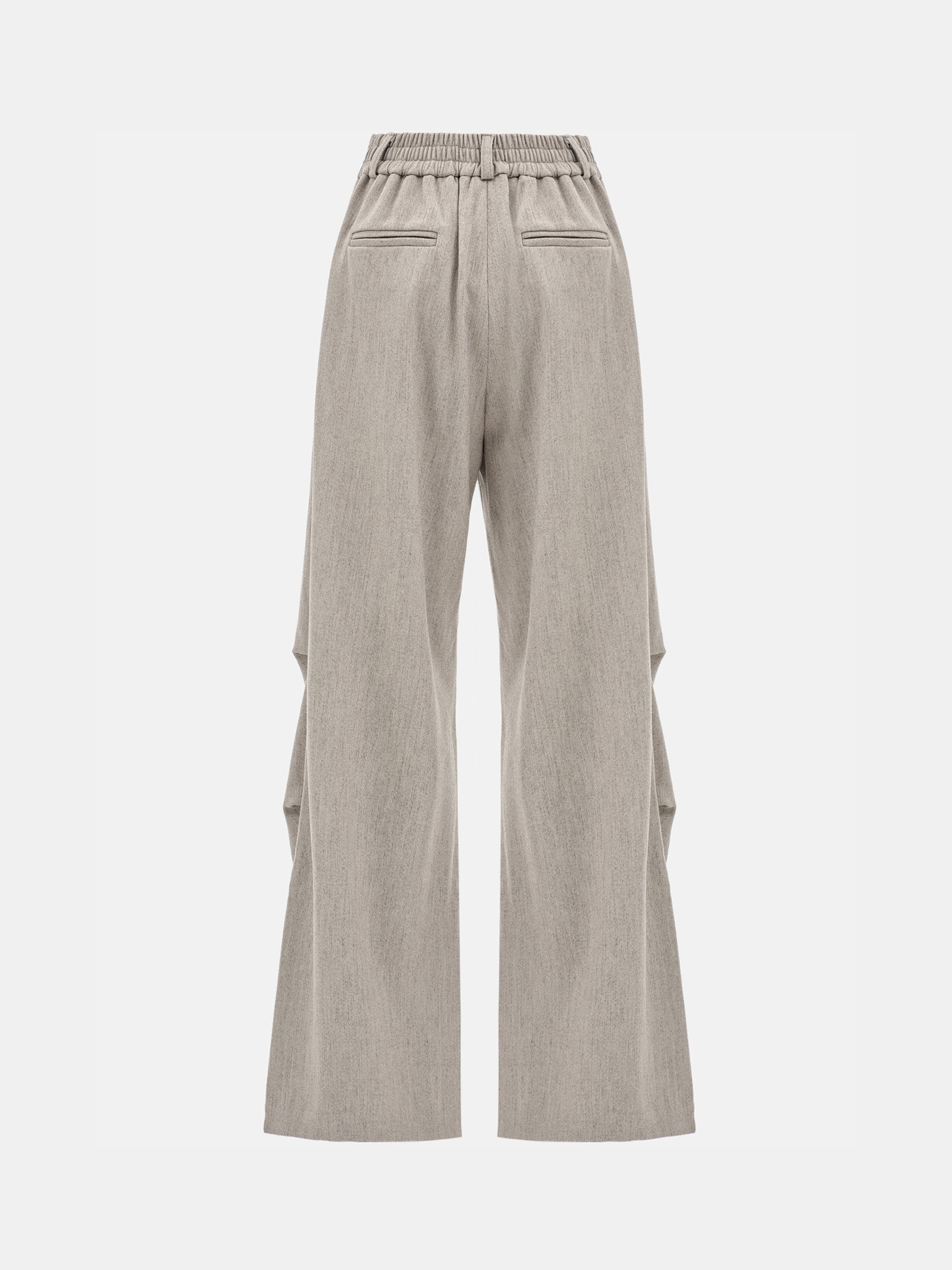 Loter Side-Ruched Trousers, Beige