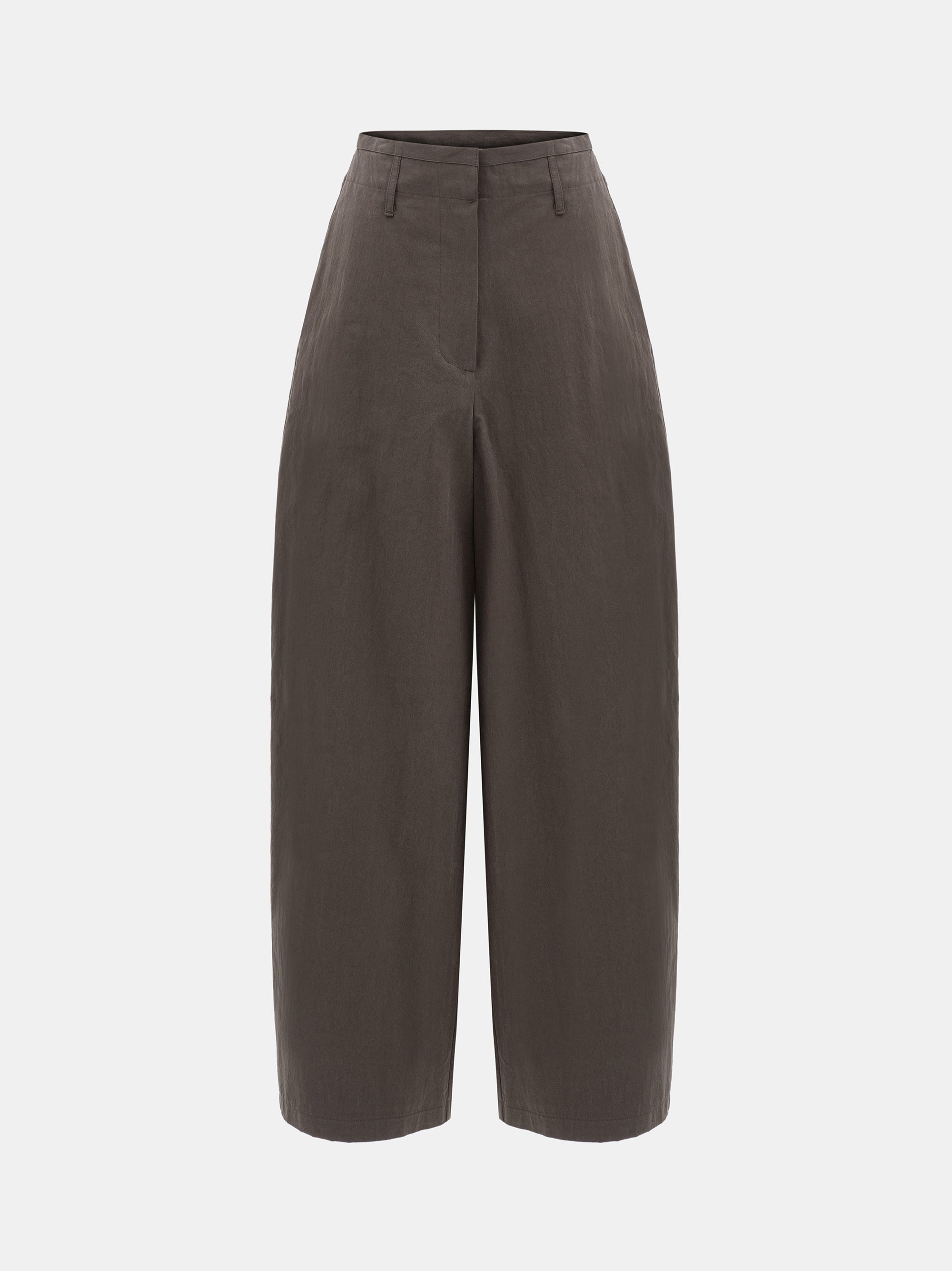 Relaxed Barrel-Leg Trousers, Brown
