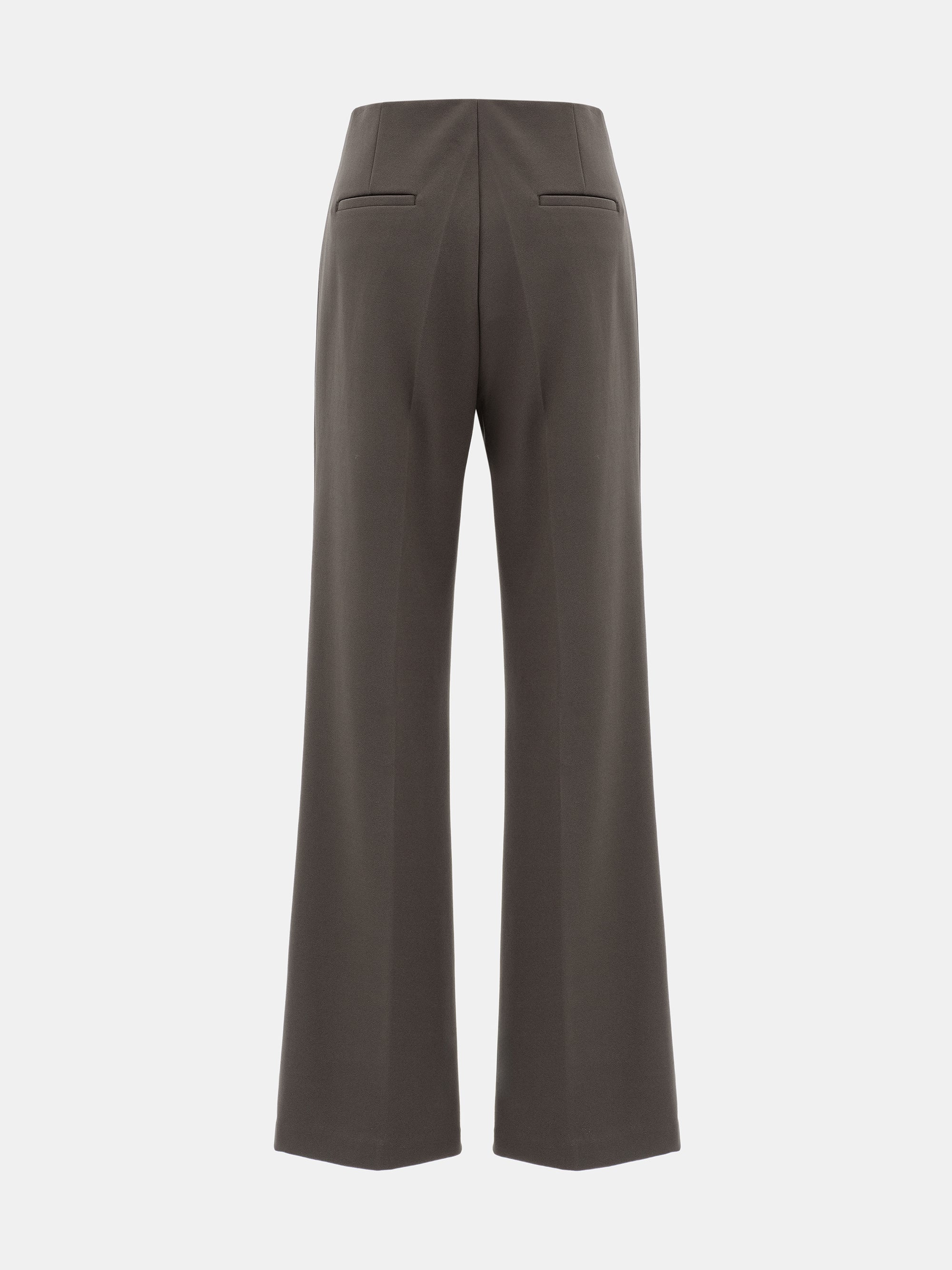 Elastic Waist Creased Trousers, Brown