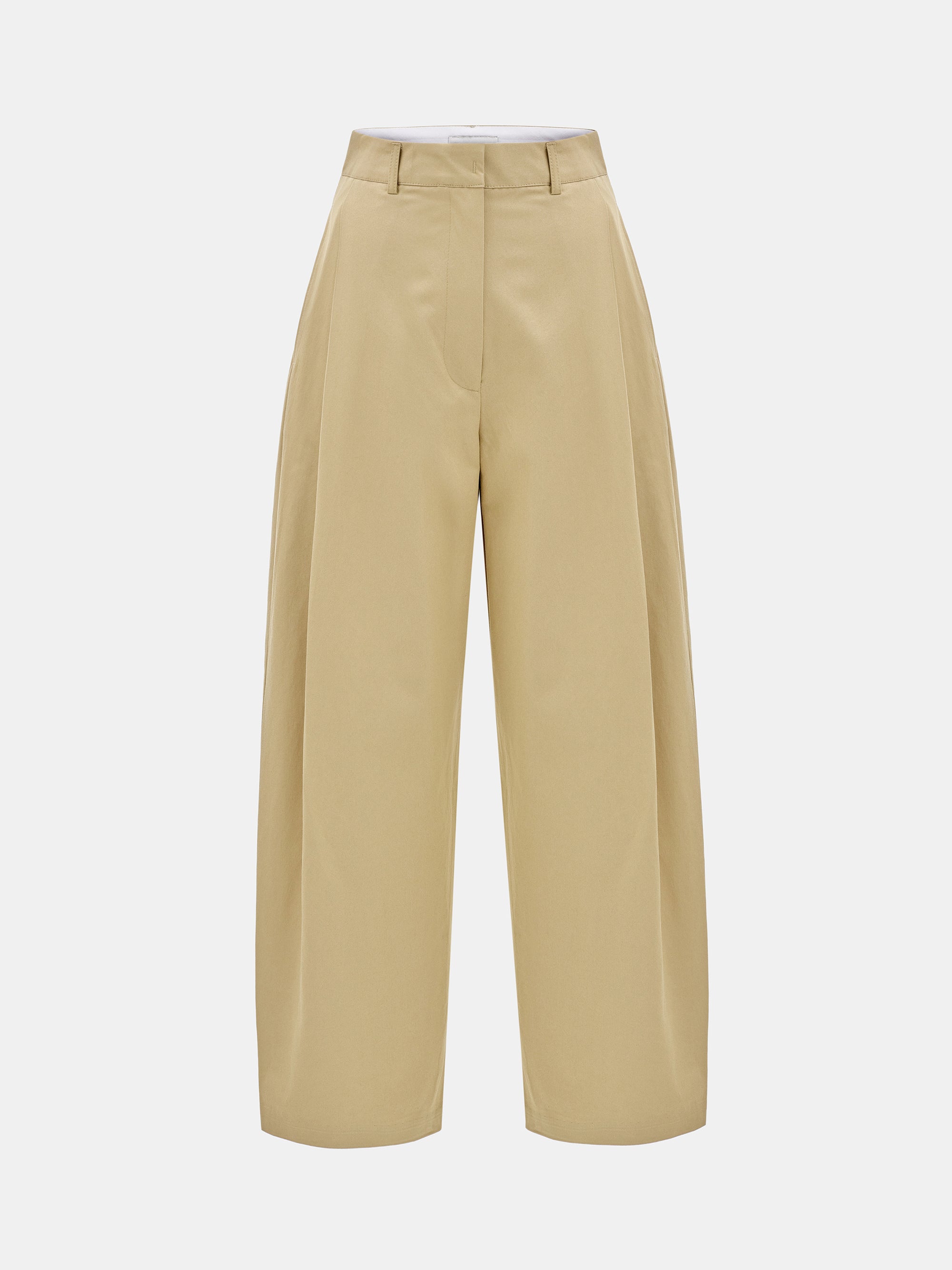 Pintuck Wide-Leg Trousers, Beige
