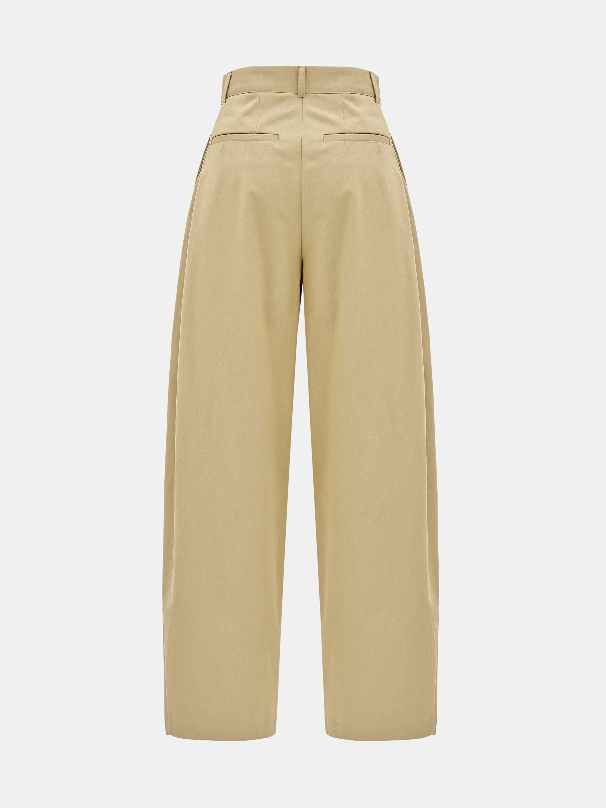 Pintuck Wide-Leg Trousers, Beige