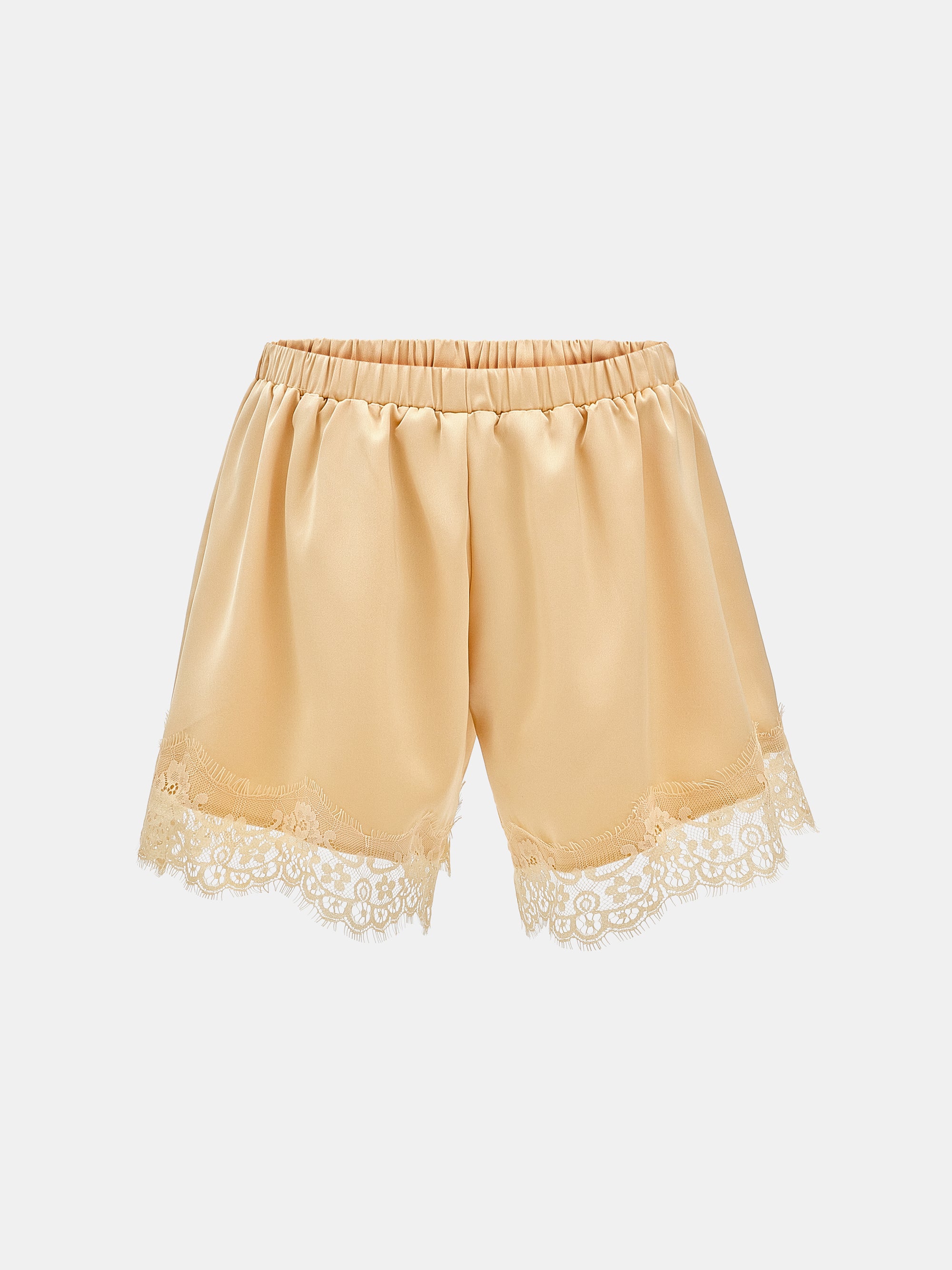 Lace-Trimmed Satin Shorts, Orange