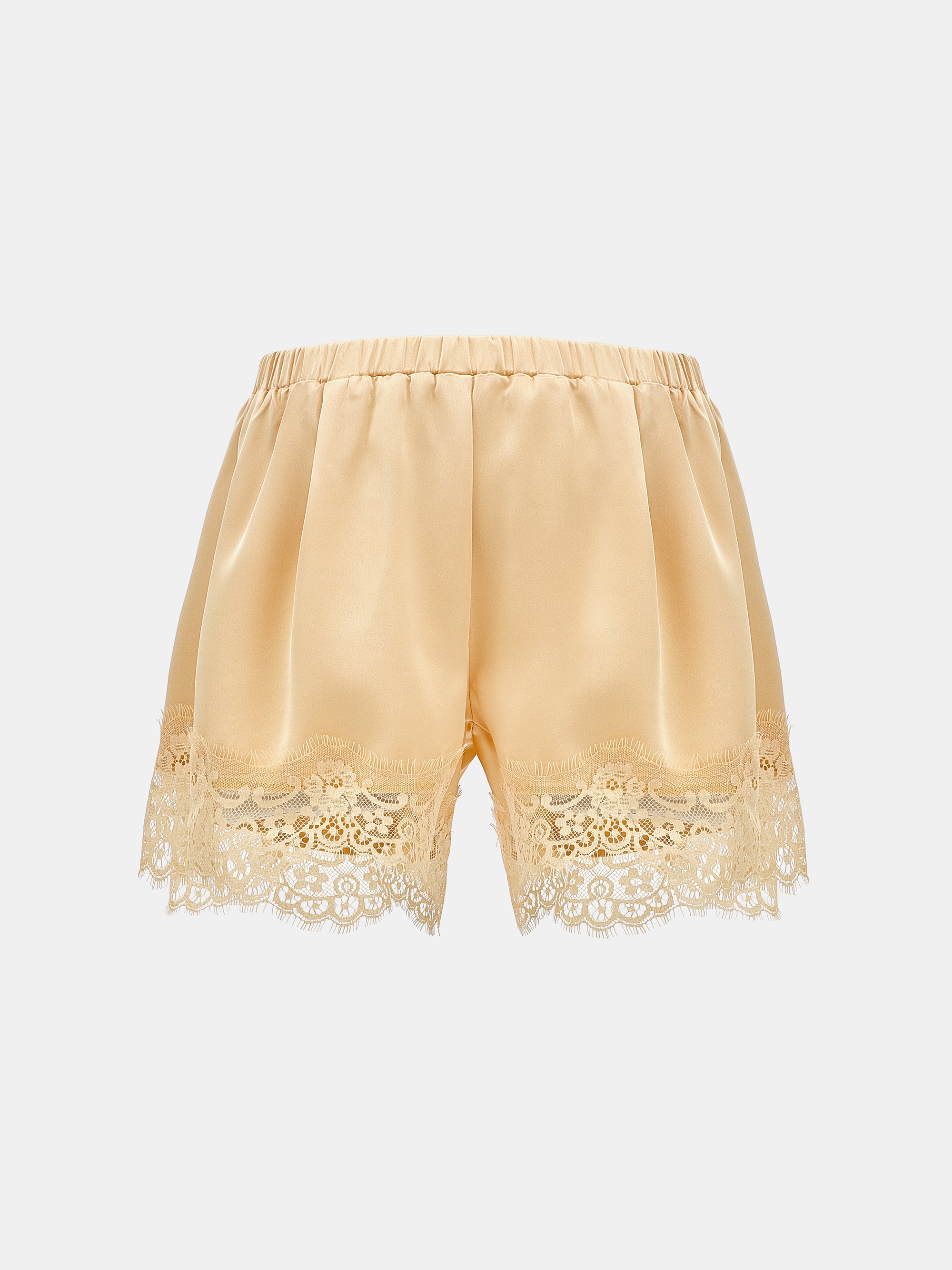 Lace-Trimmed Satin Shorts, Orange