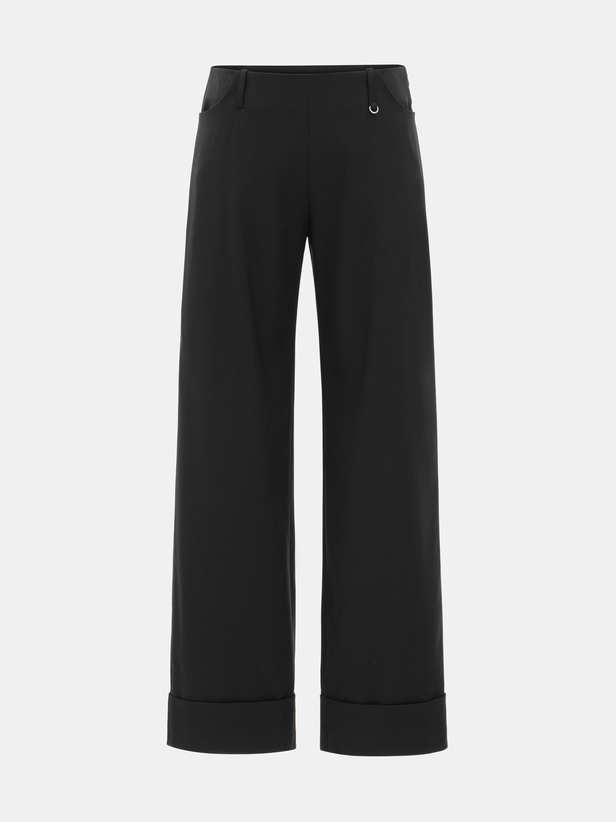 Cuffed Tailored Trousers, Black