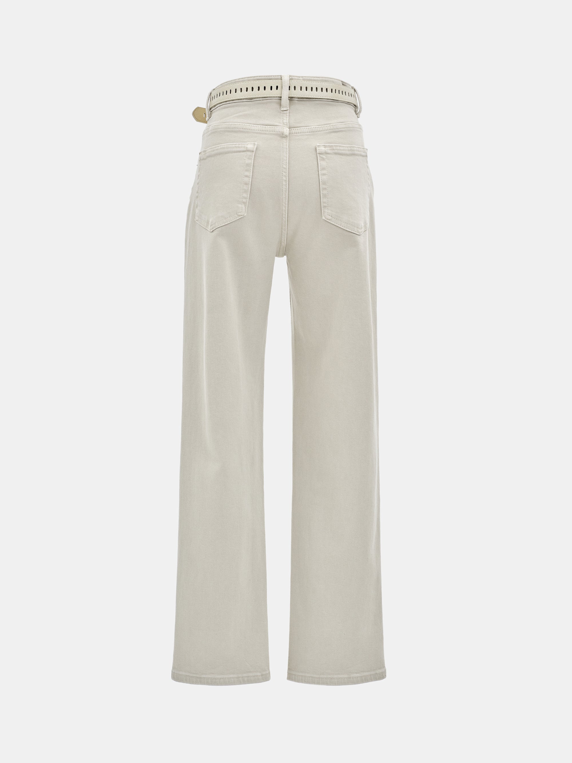 Belted Straight-Leg Jeans, Beige