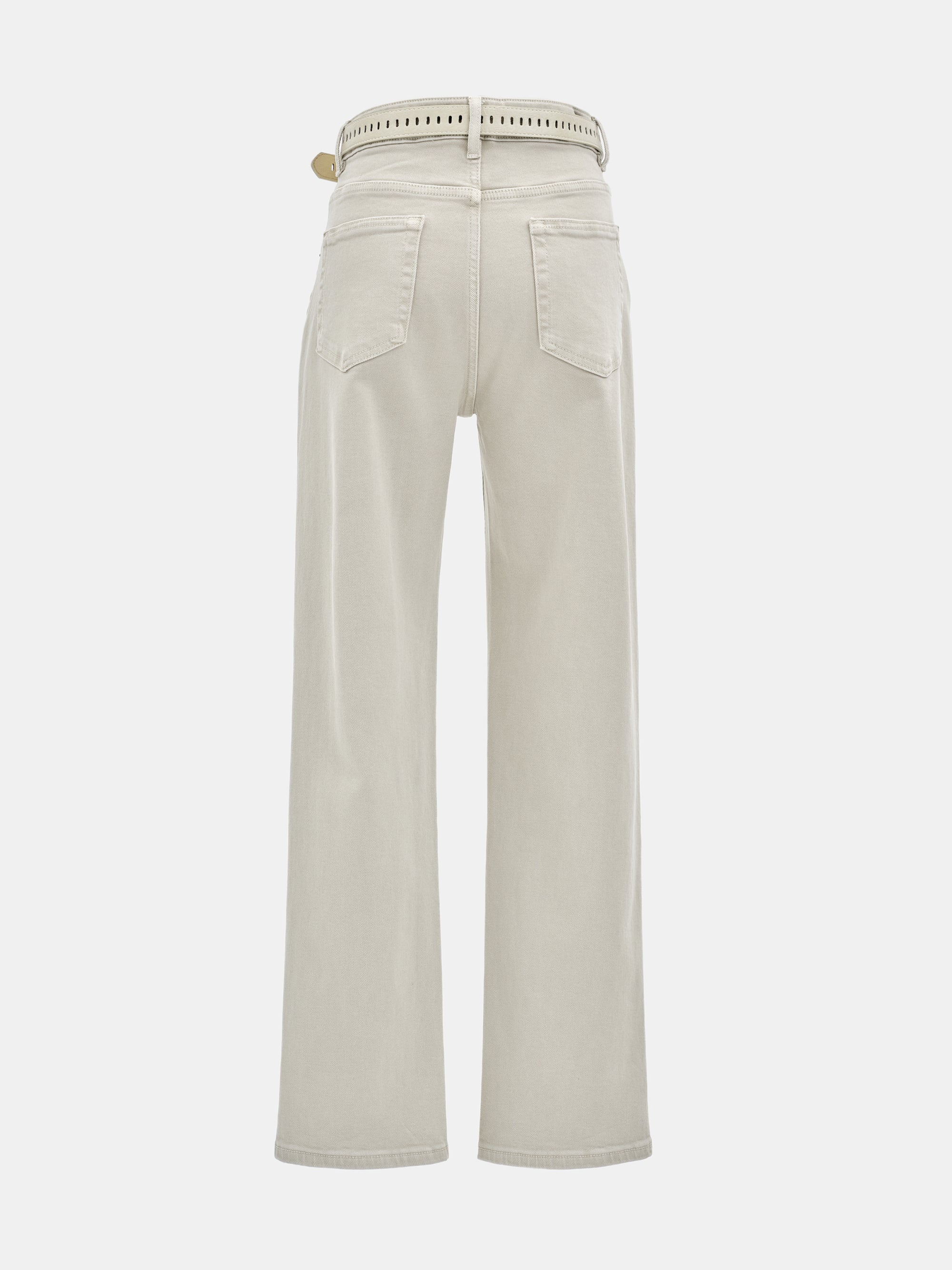 Belted Straight-Leg Jeans, Beige