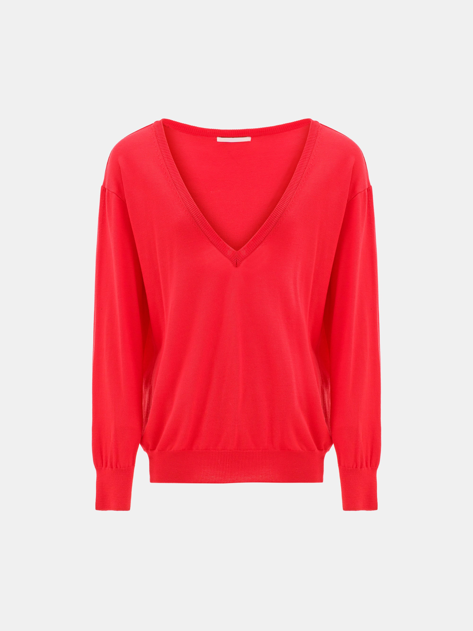 Deep V-Neck Knit, Red