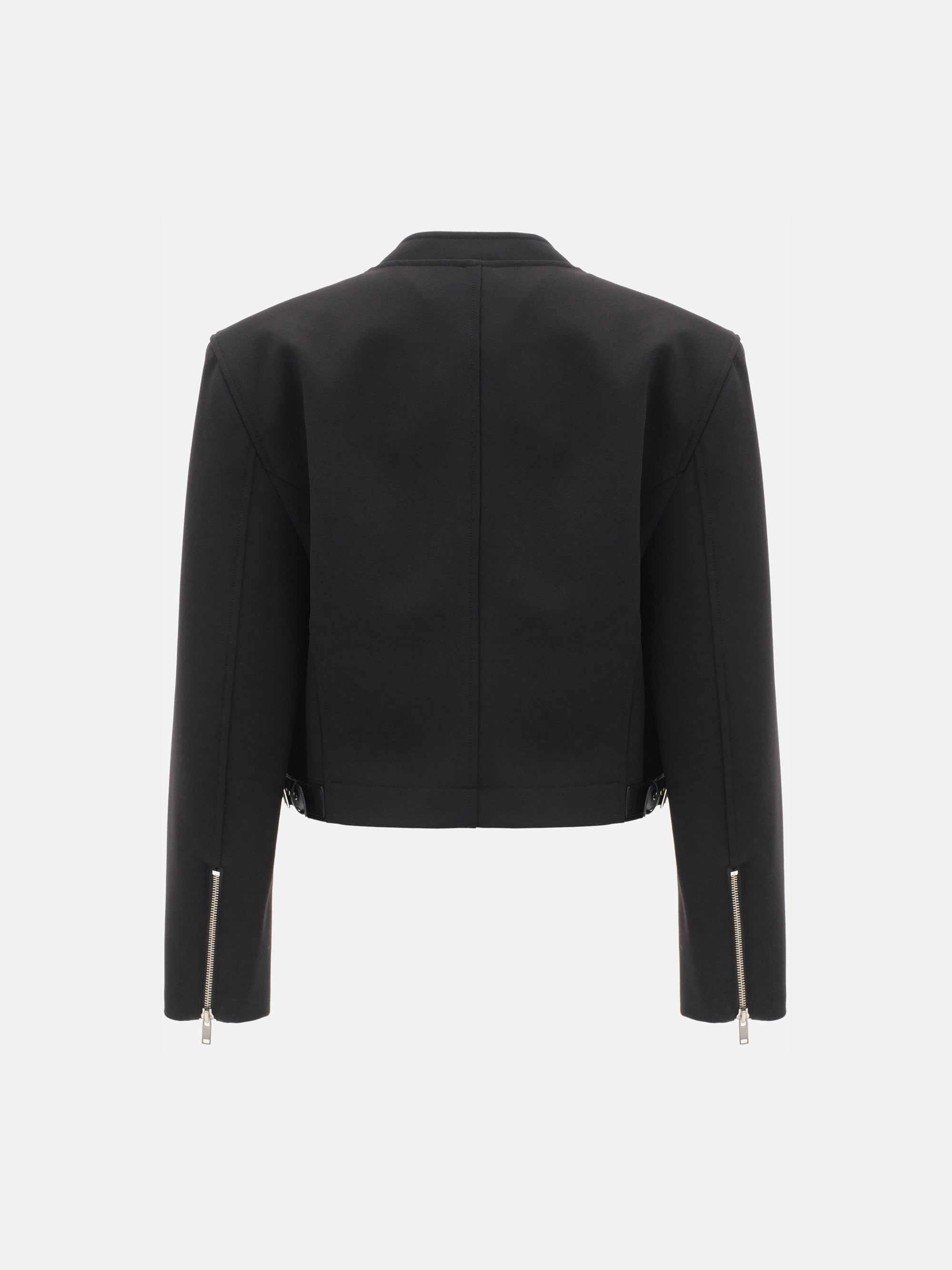 Side-Buckle Cropped Blouson, Black