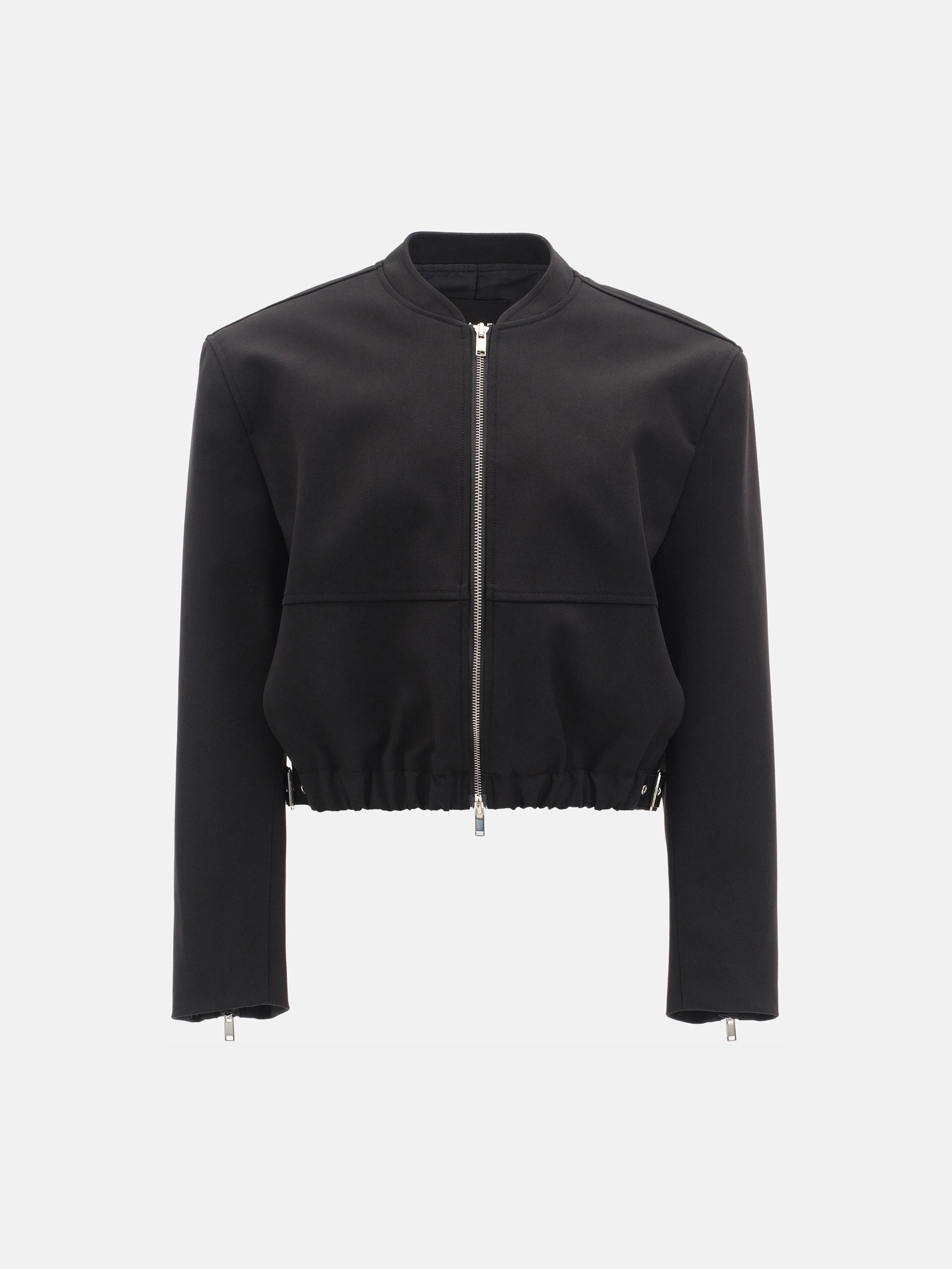 Side-Buckle Cropped Blouson, Black
