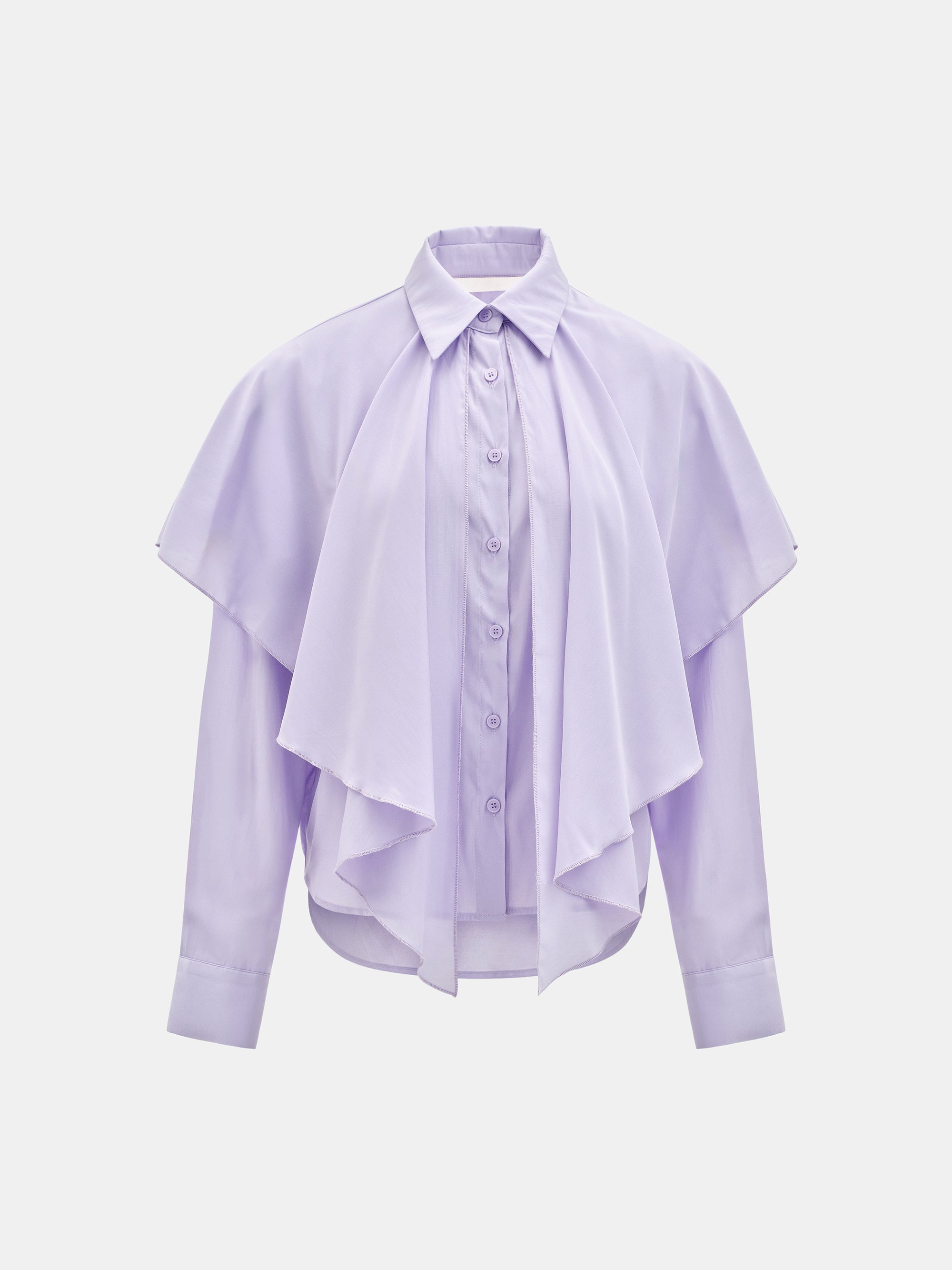 Scarf-Overlay Blouse, Purple