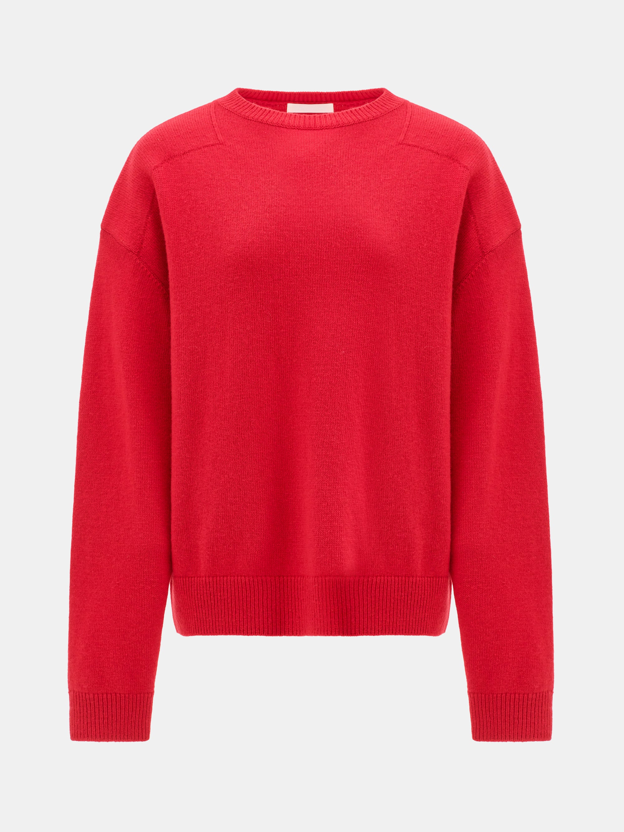 Wide-Shoulder Knit Sweater, Red