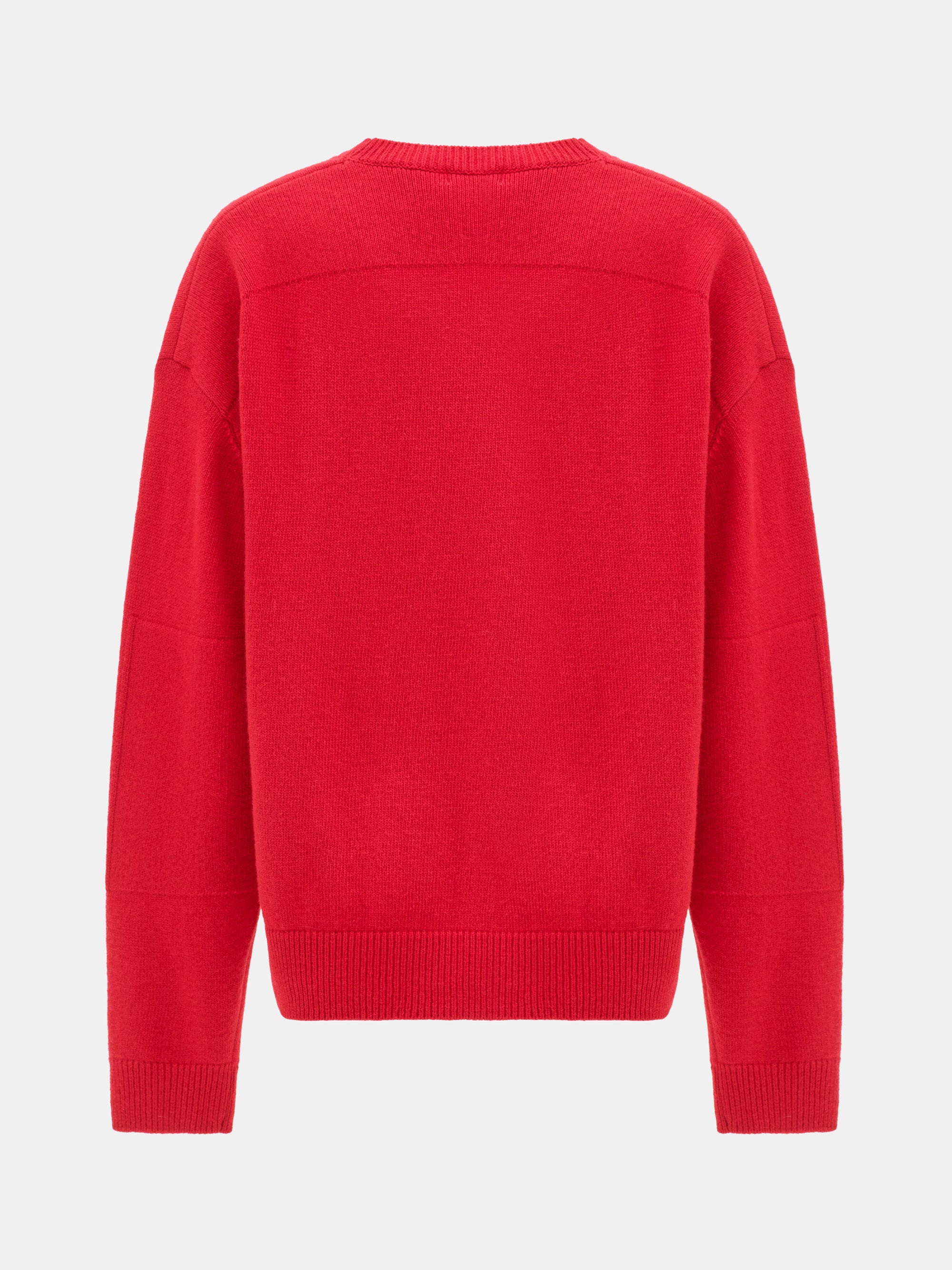 Wide-Shoulder Knit Sweater, Red