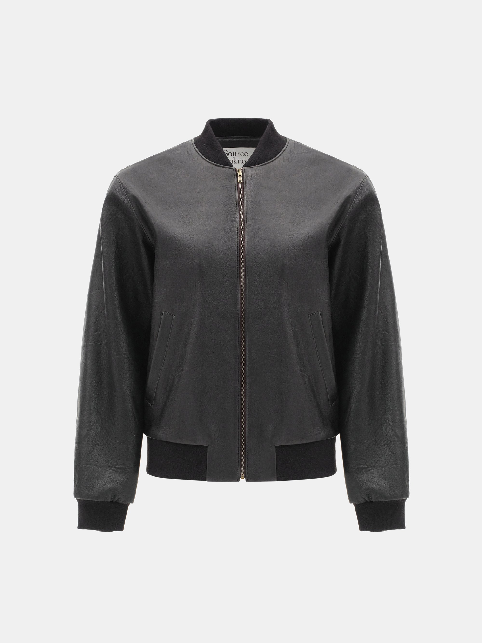 Zia Lambskin Leather Blouson Jacket, Black