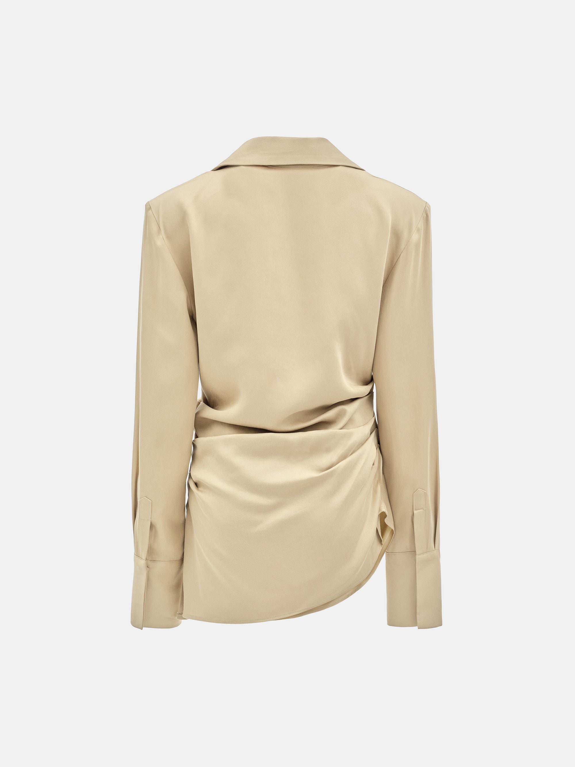 Asymmetric Ruched Blouse, Beige