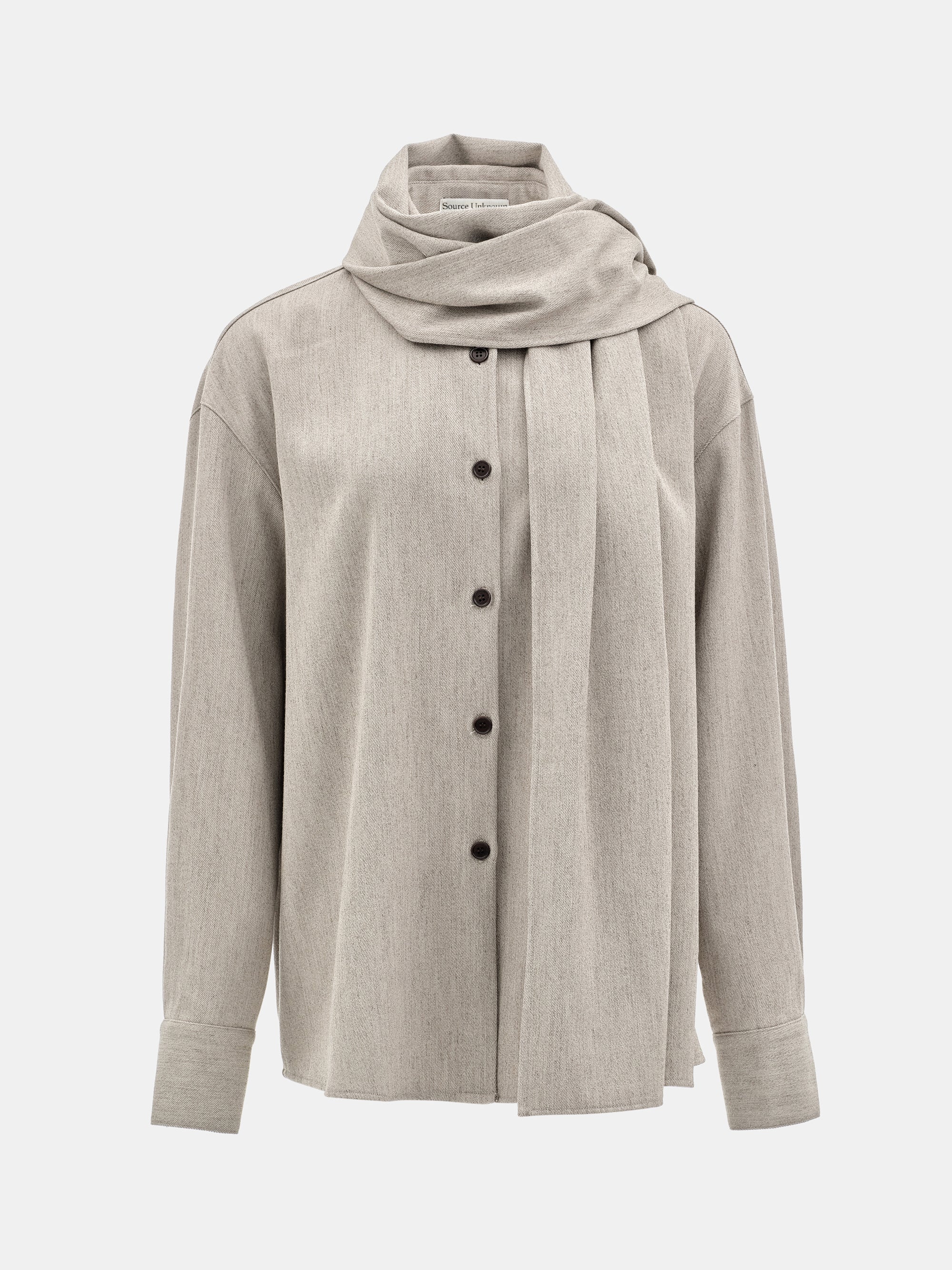 Loter Scarf-Set Button Down Shirt, Beige