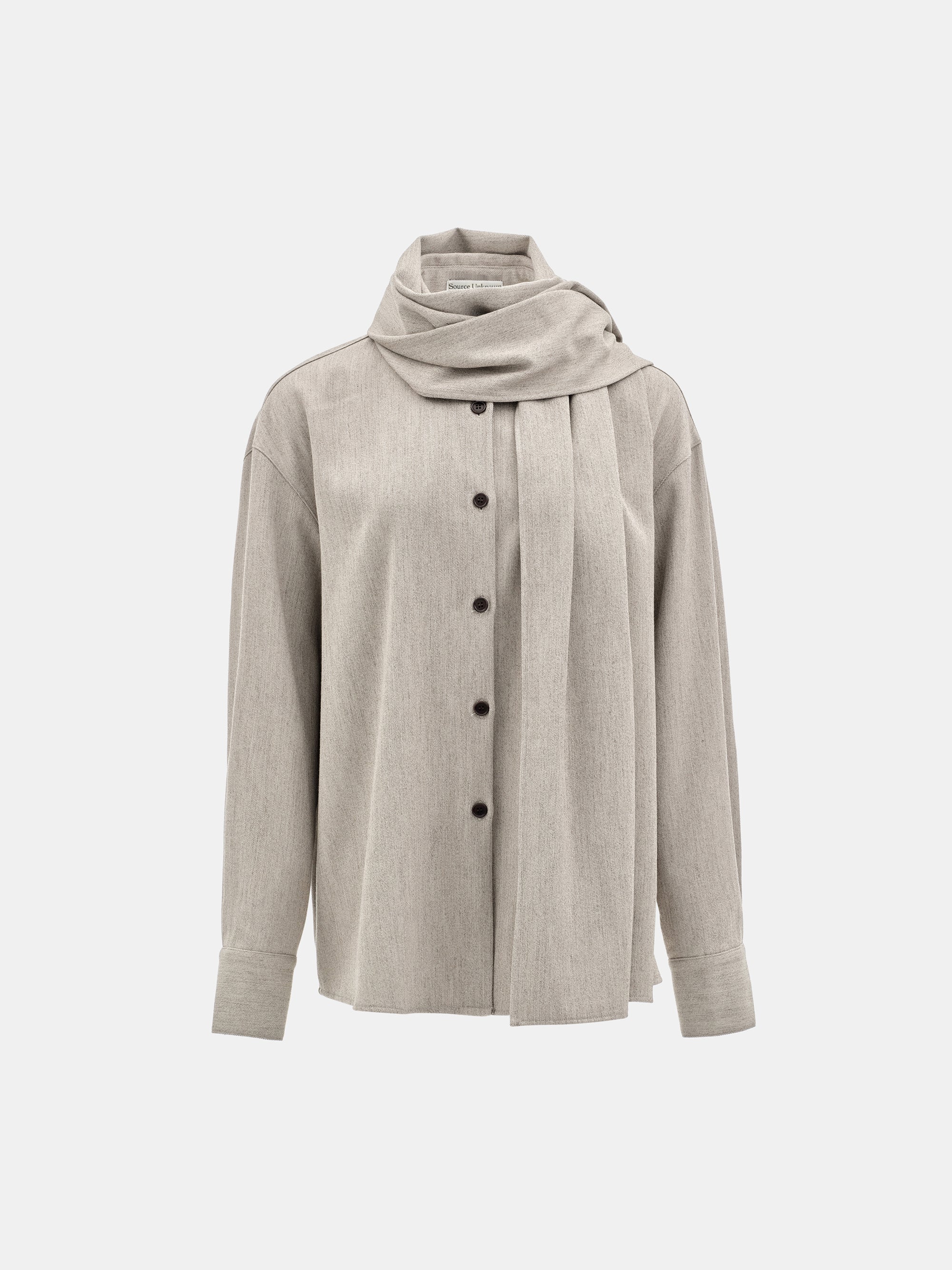 Loter Scarf-Set Button Down Shirt, Beige