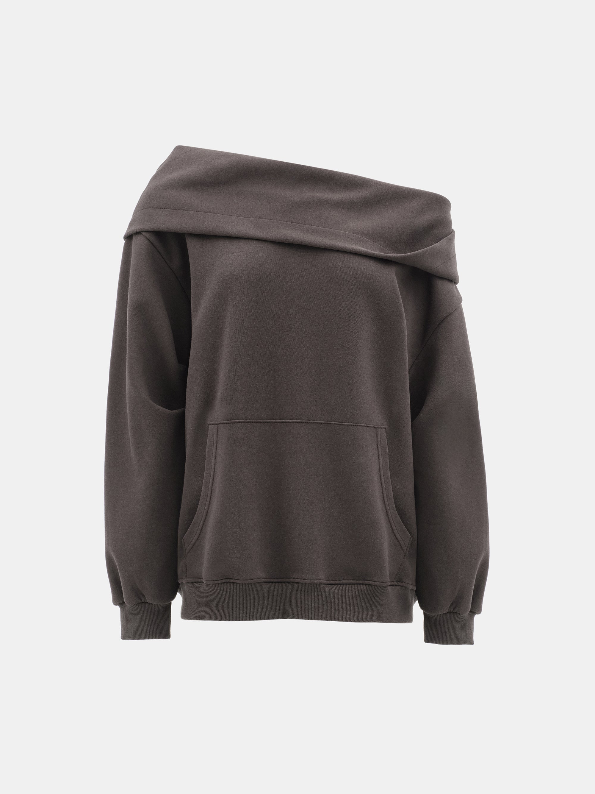 Foldover Hoodie Sweatshirt, Brown