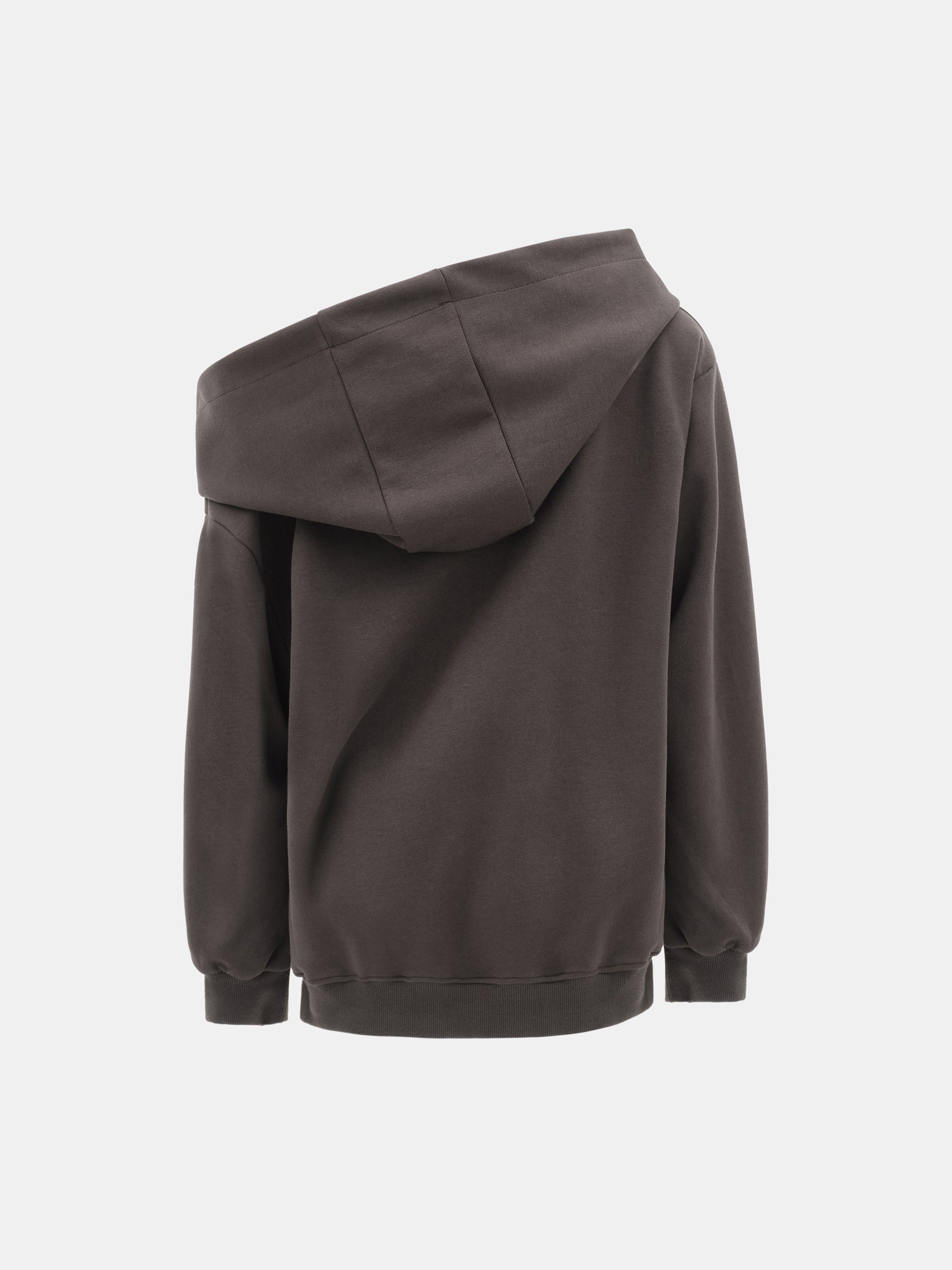 Foldover Hoodie Sweatshirt, Brown