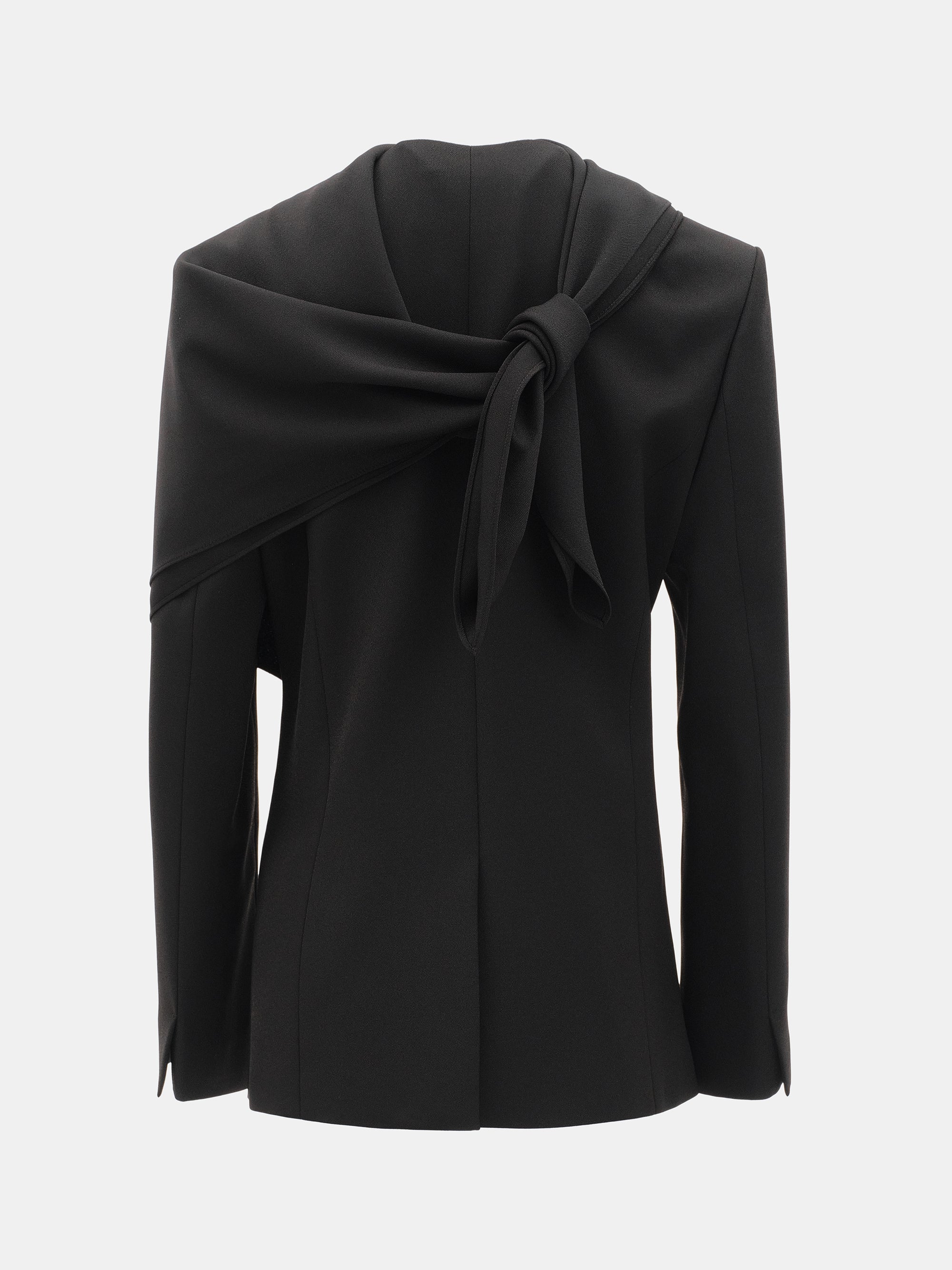 Scarf Collarless Blazer, Black
