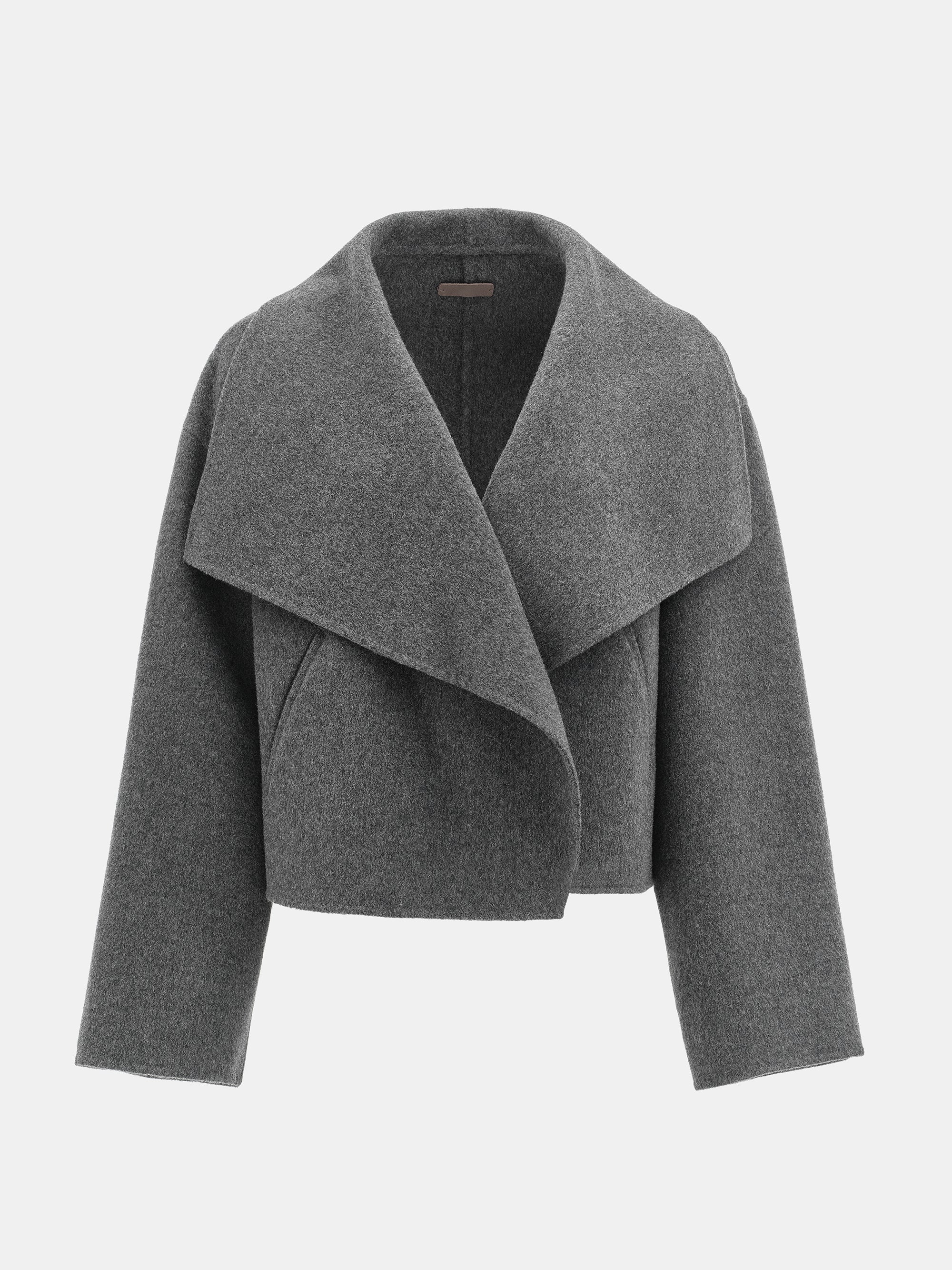 Shawl-Collar Wool Jacket, Grey
