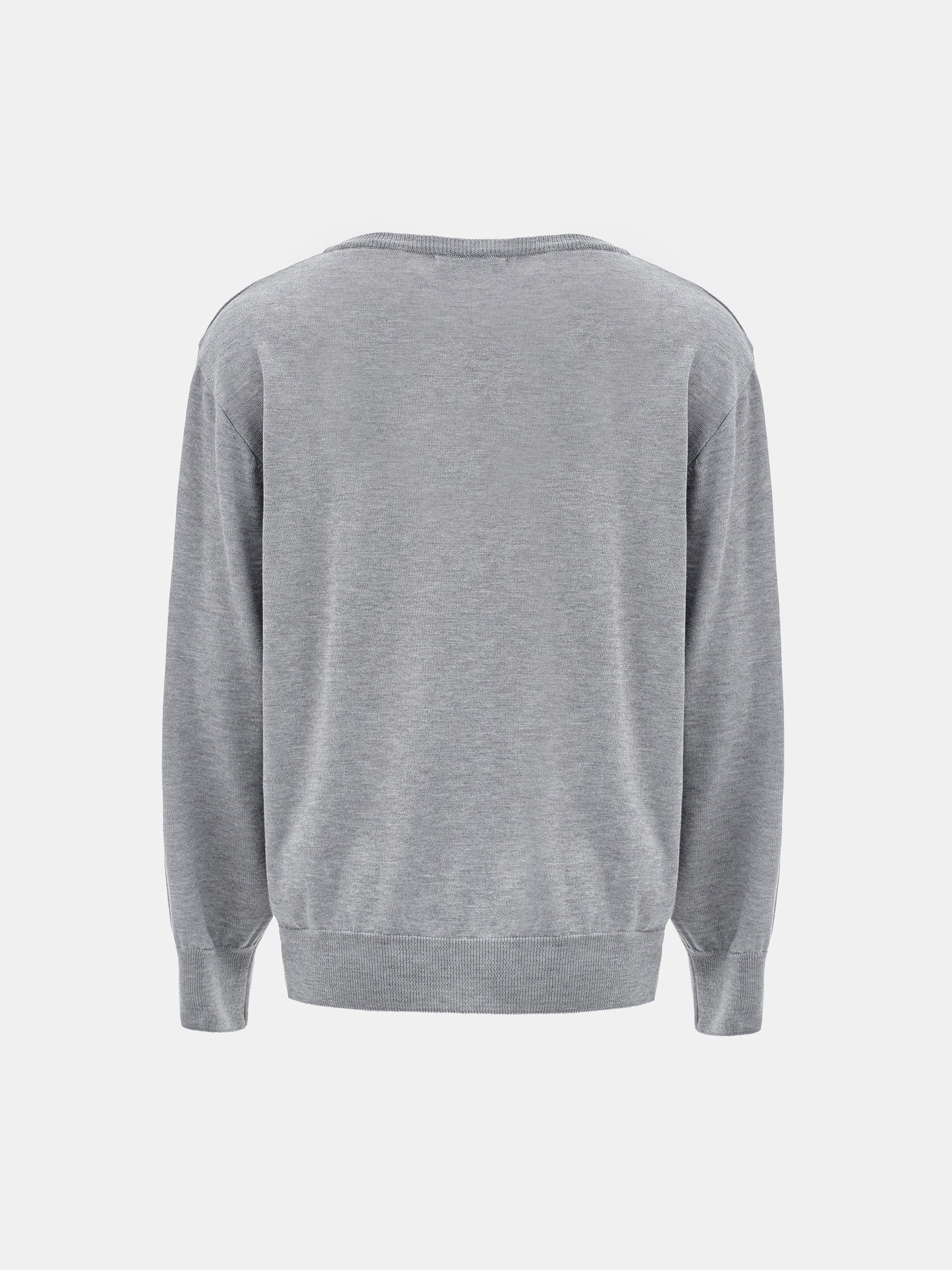 Deep V-Neck Knit, Grey