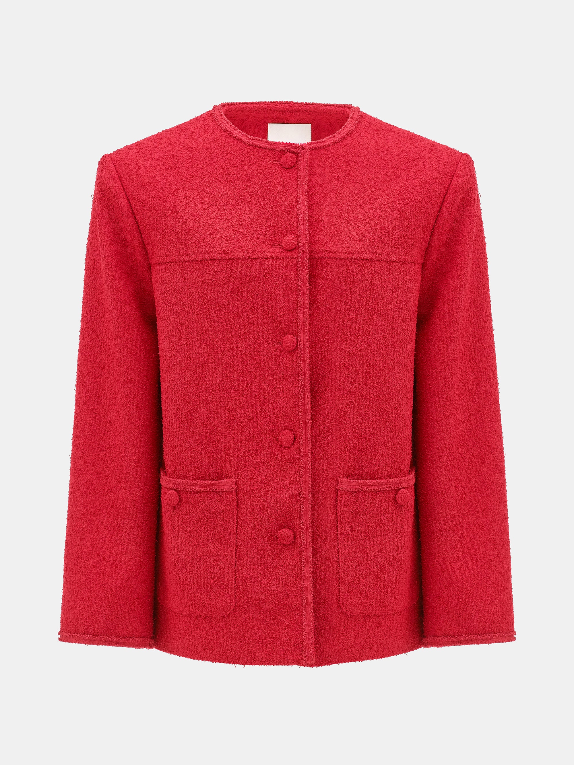 Boucle Textured Jacket, Red