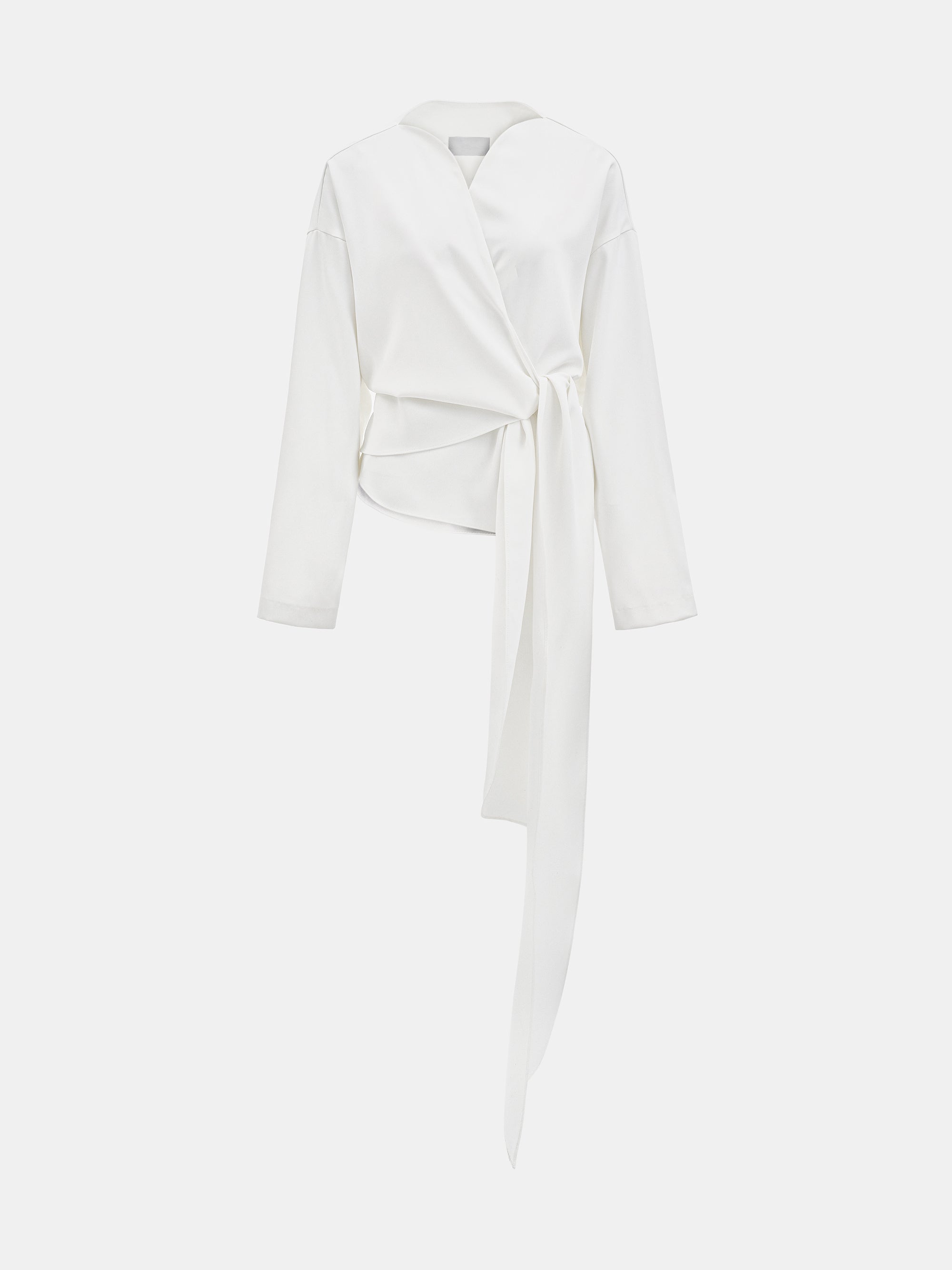 V-Neck Wrap Blouse, White