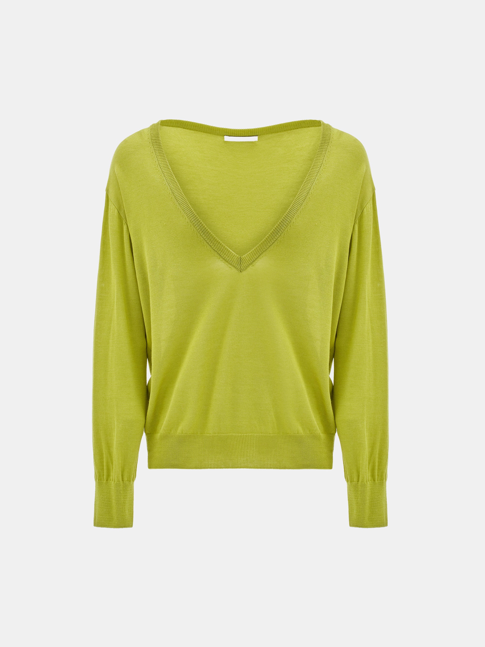 Deep V-Neck Knit, Olive