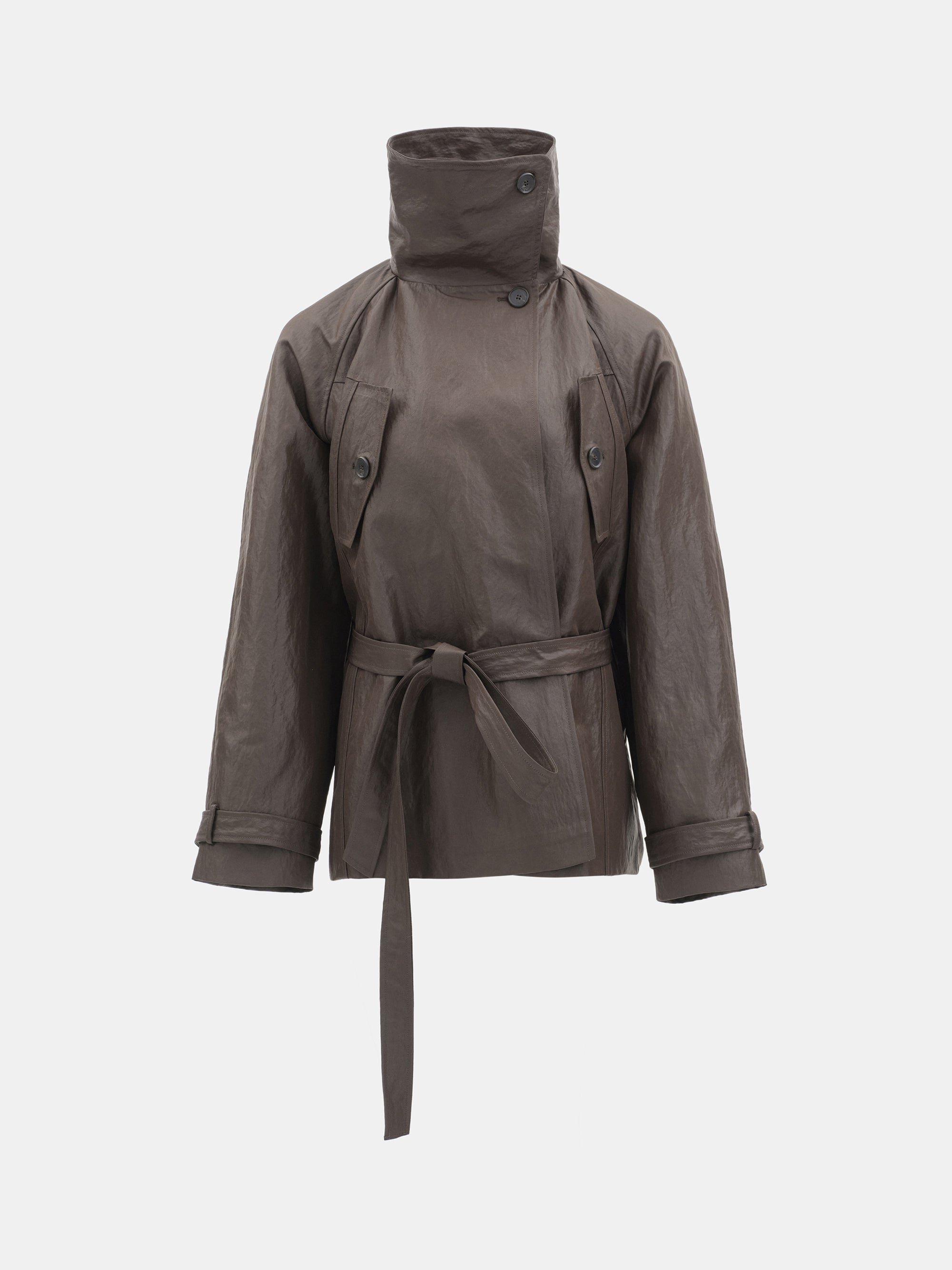 Sheen Taffeta Short Jacket, Brown