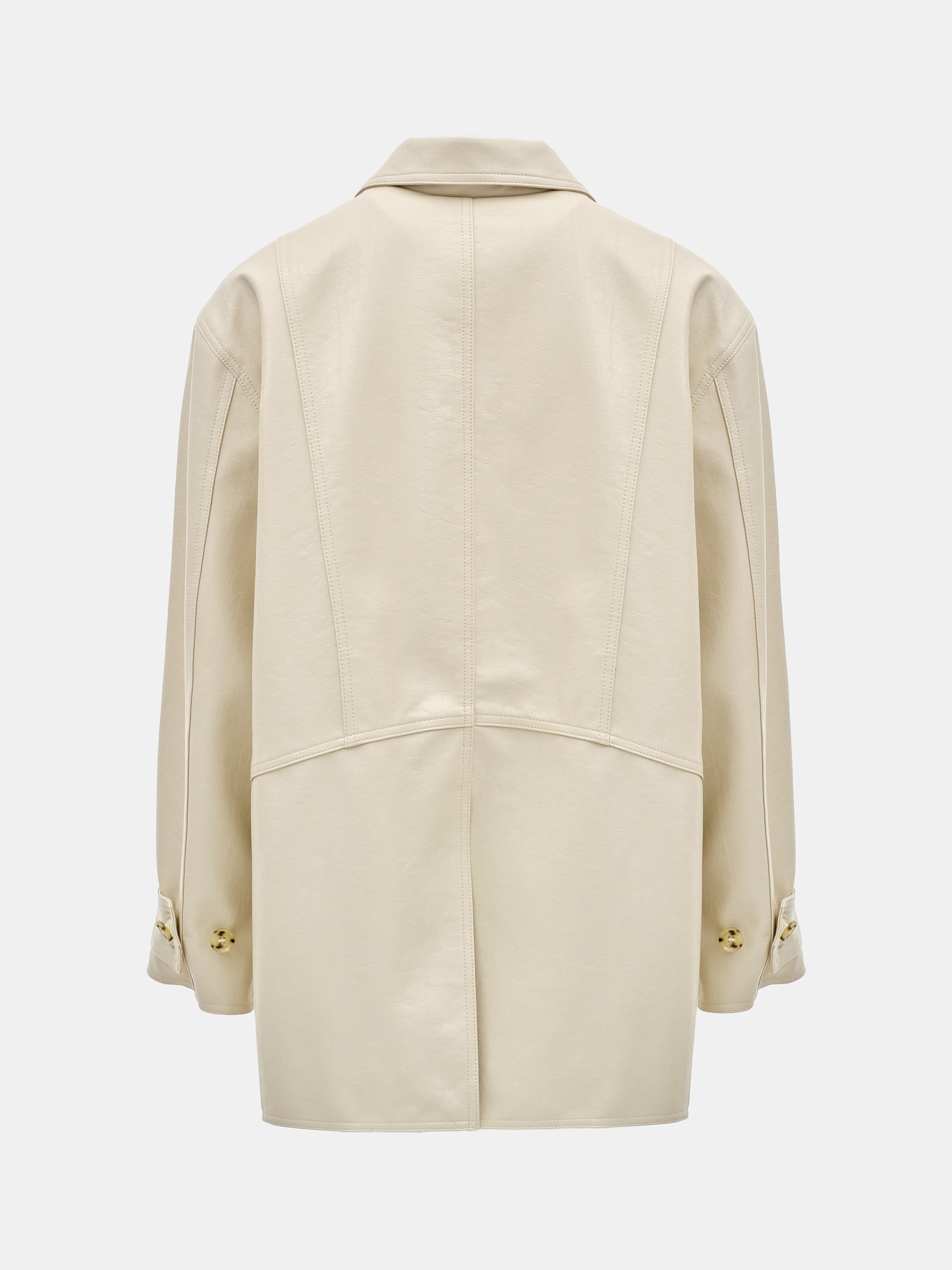 Faux-Leather Barn Jacket, Ivory