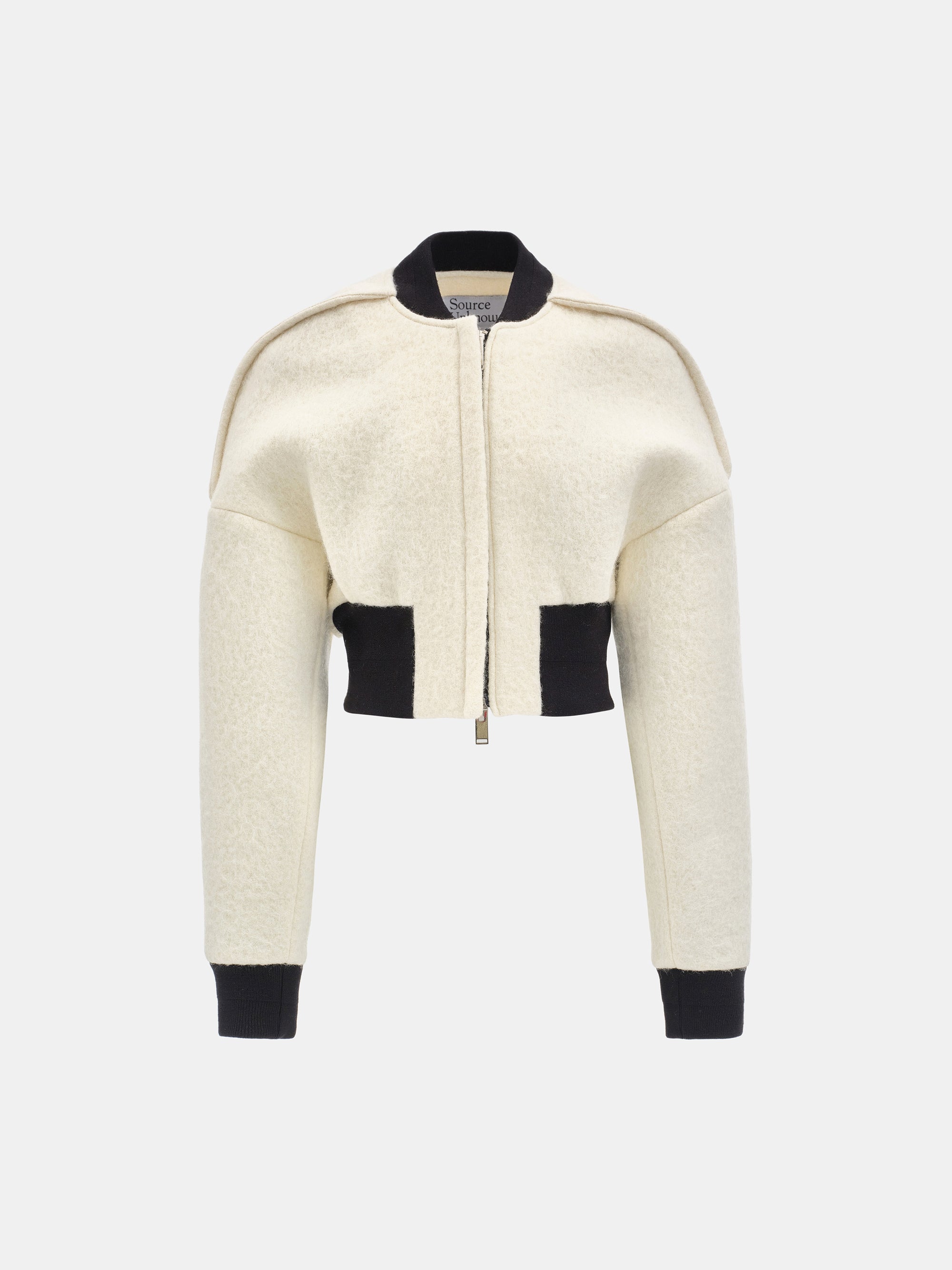Simo Wool Cropped Bomber Jacket, Ecru