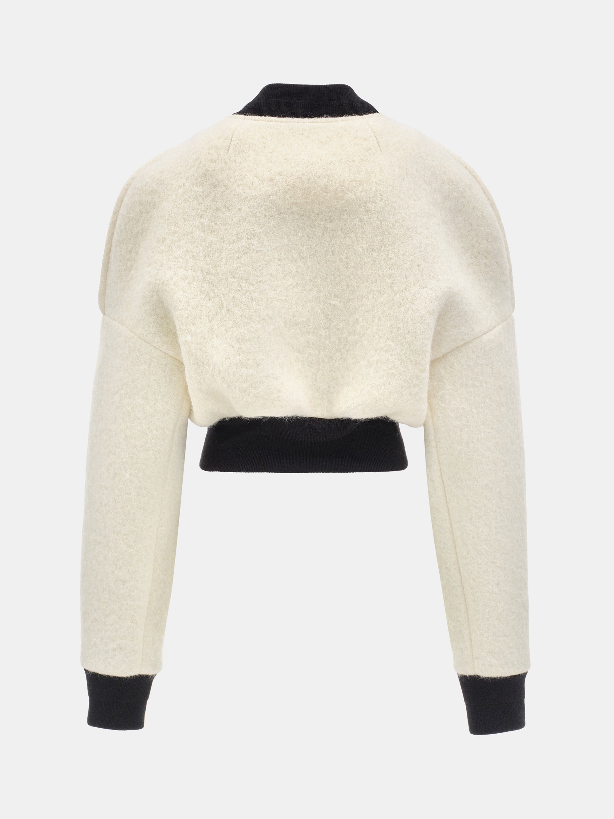 Simo Wool Cropped Bomber Jacket, Ecru