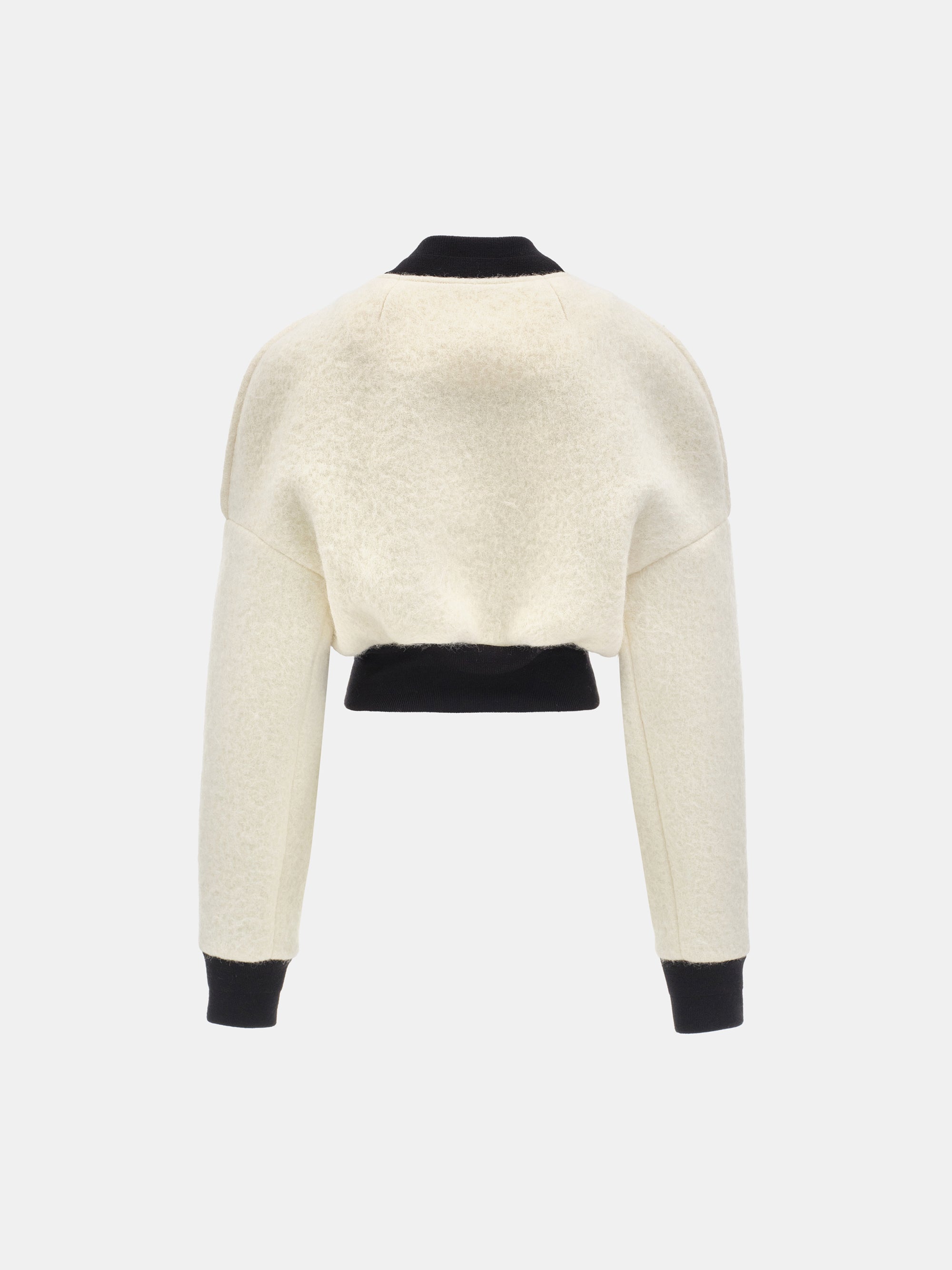 Simo Wool Cropped Bomber Jacket, Ecru