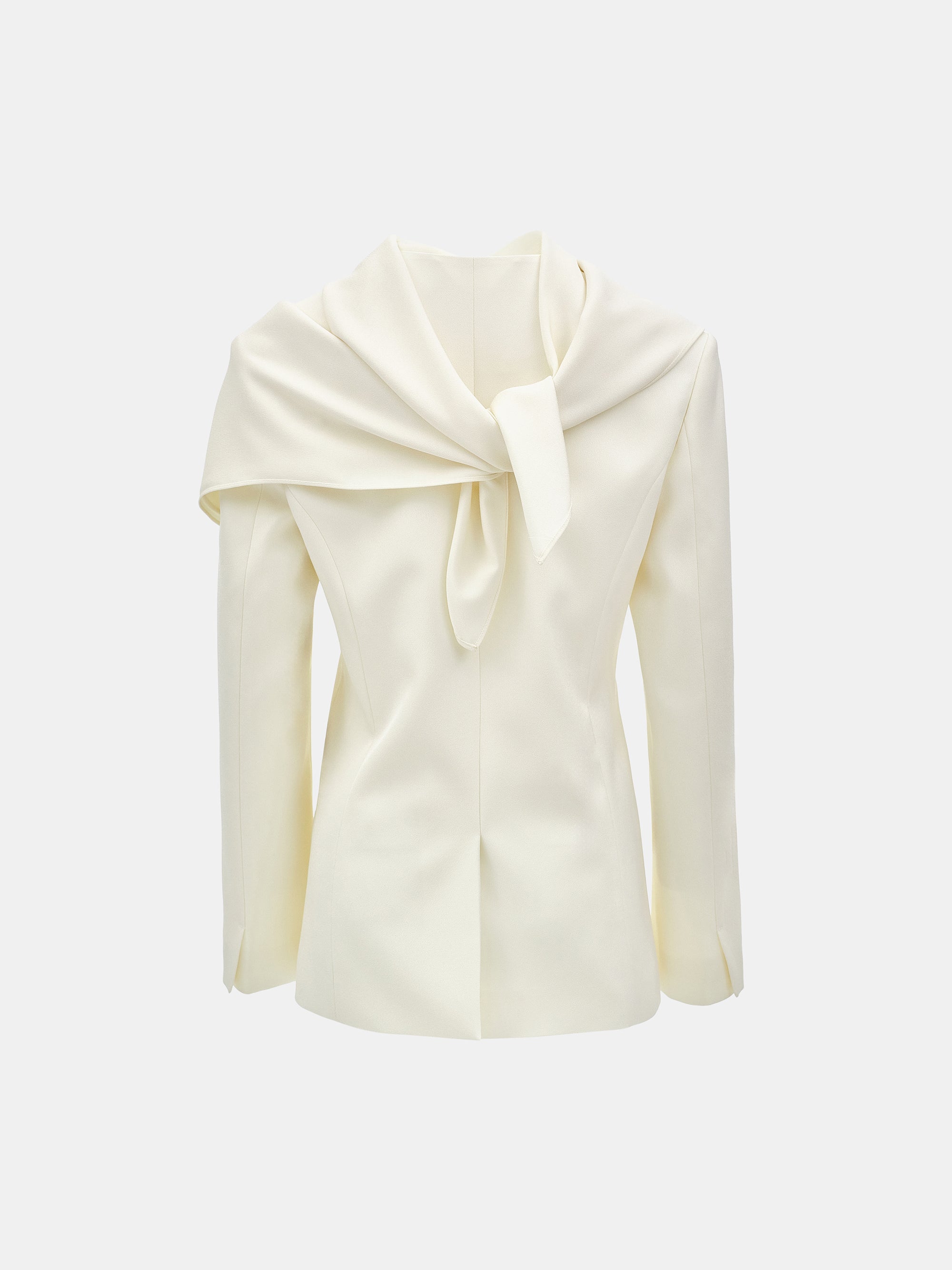 Scarf Collarless Blazer, Ivory